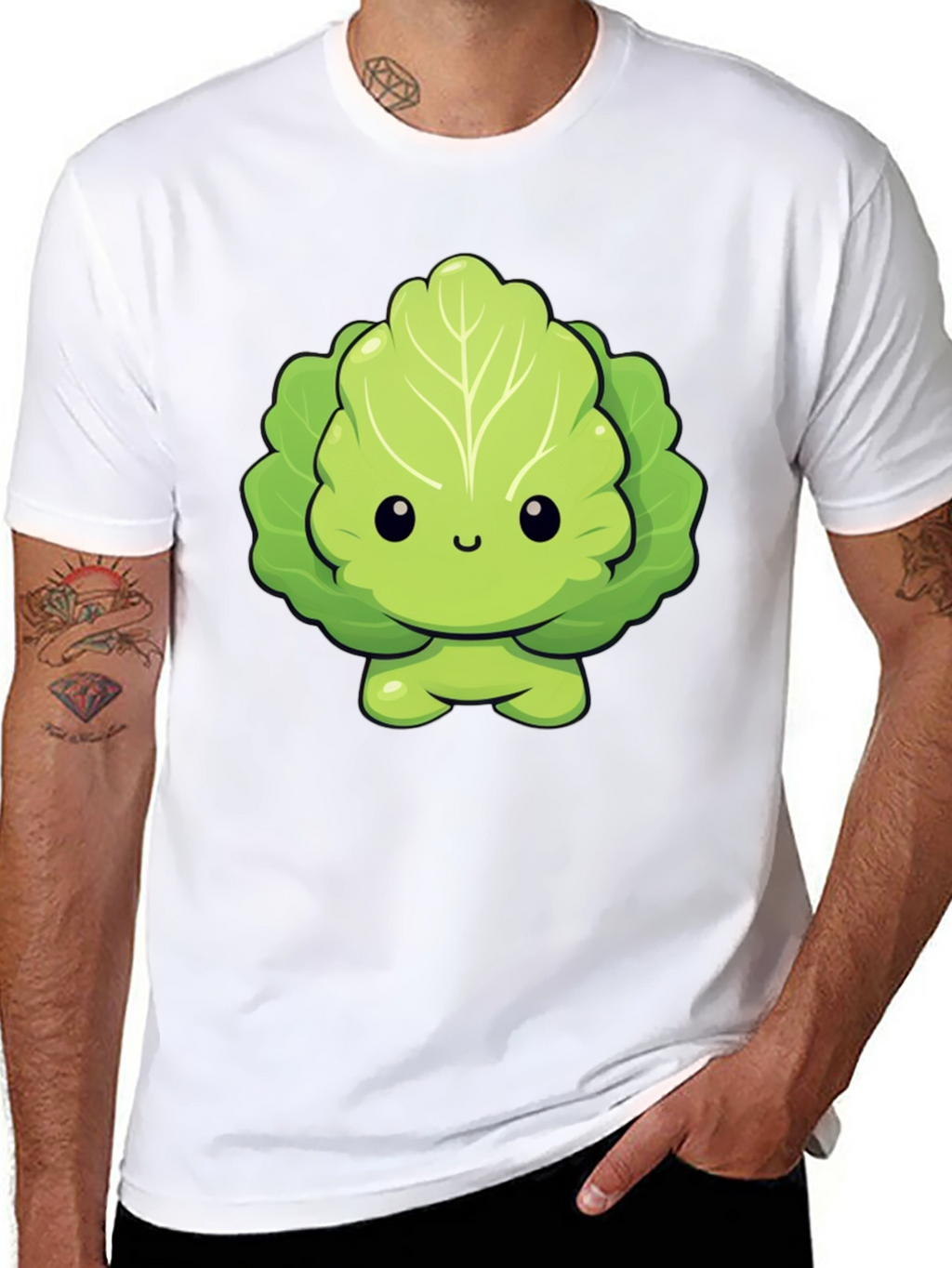 Cute Lettuce Cartoon Graphic T-Shirt