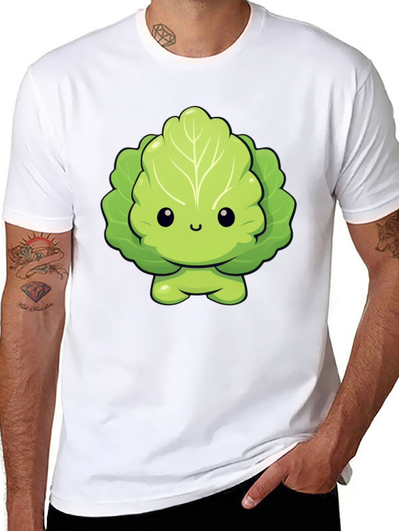 Cute Lettuce Cartoon Graphic T-Shirt