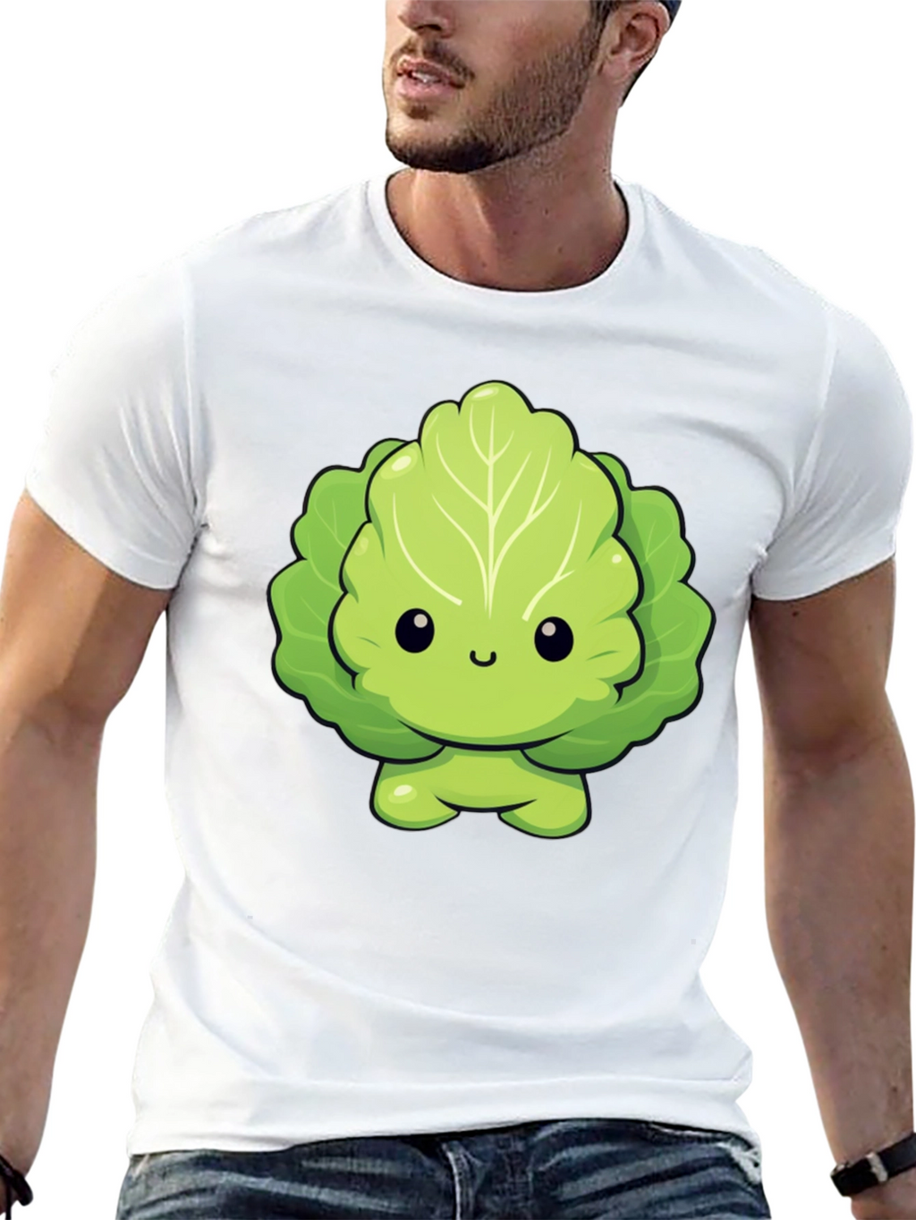 Cute Lettuce Cartoon Graphic T-Shirt
