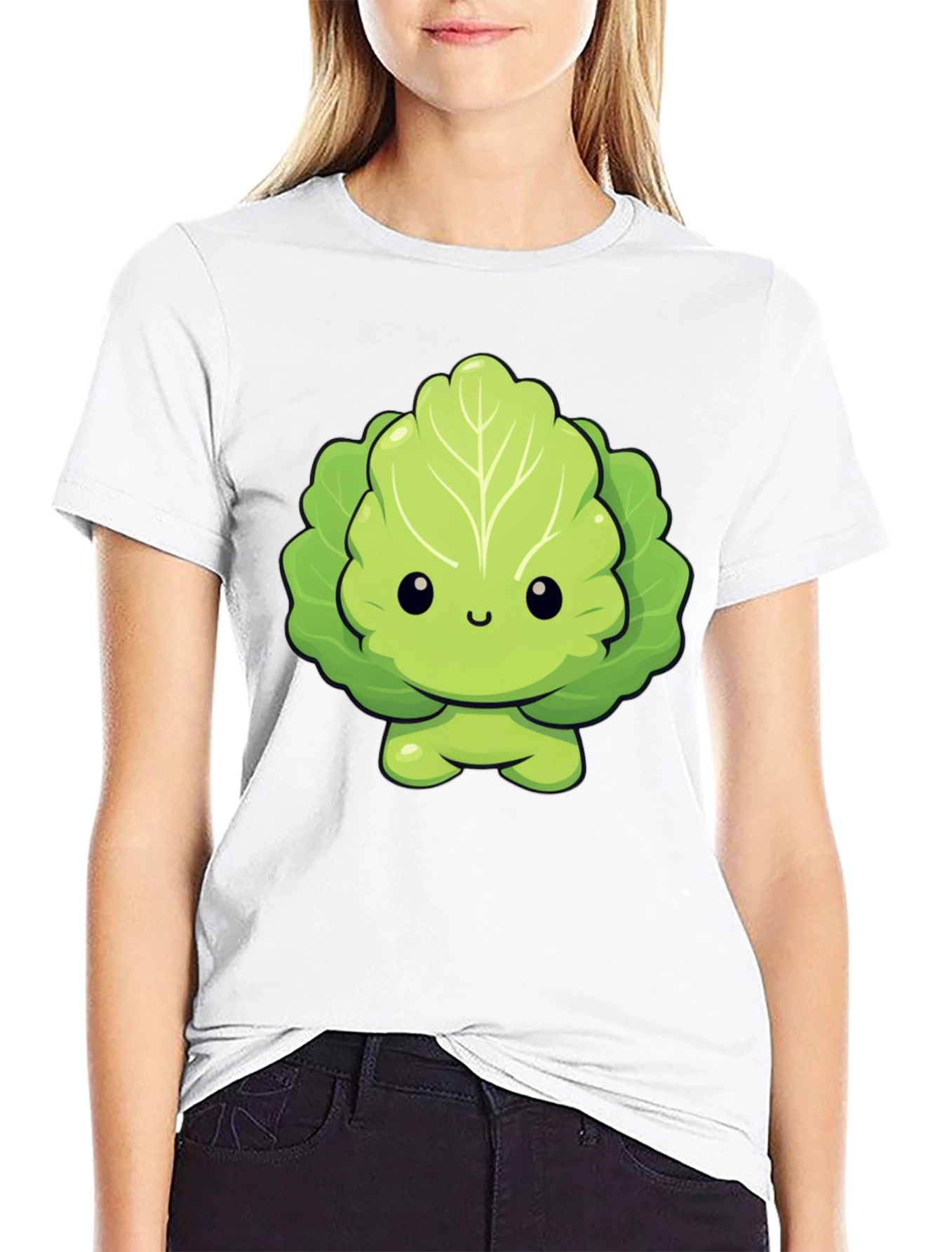Cute Lettuce Cartoon Graphic T-Shirt