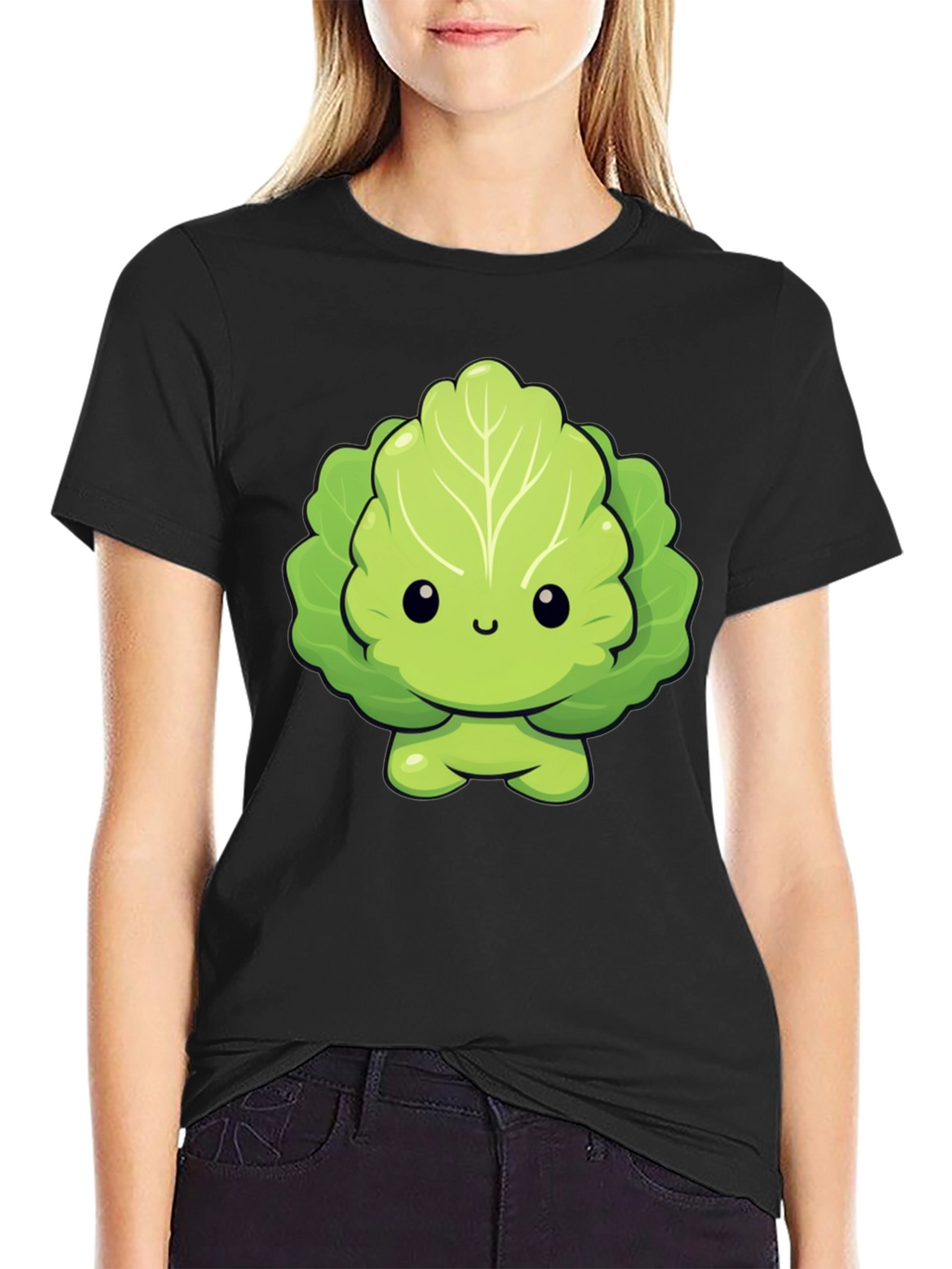 Cute Lettuce Cartoon Graphic T-Shirt