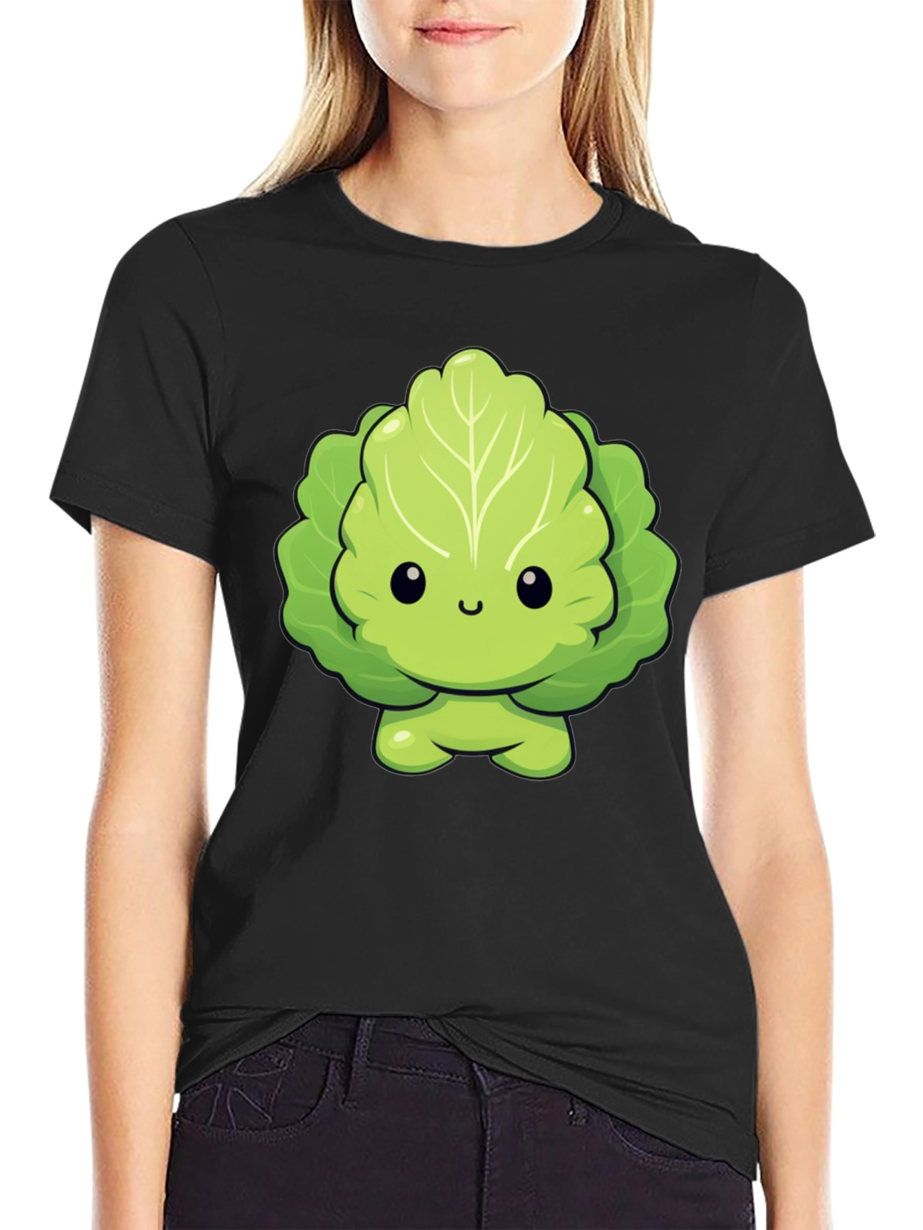 Cute Lettuce Cartoon Graphic T-Shirt