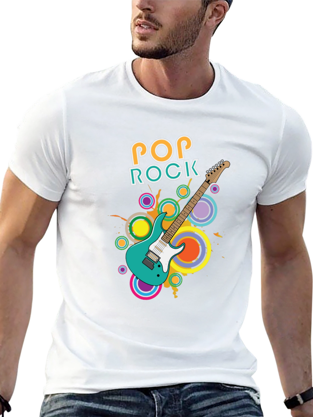 Pop Rock Guitar Graphic T-Shirt - Cool Music Tee