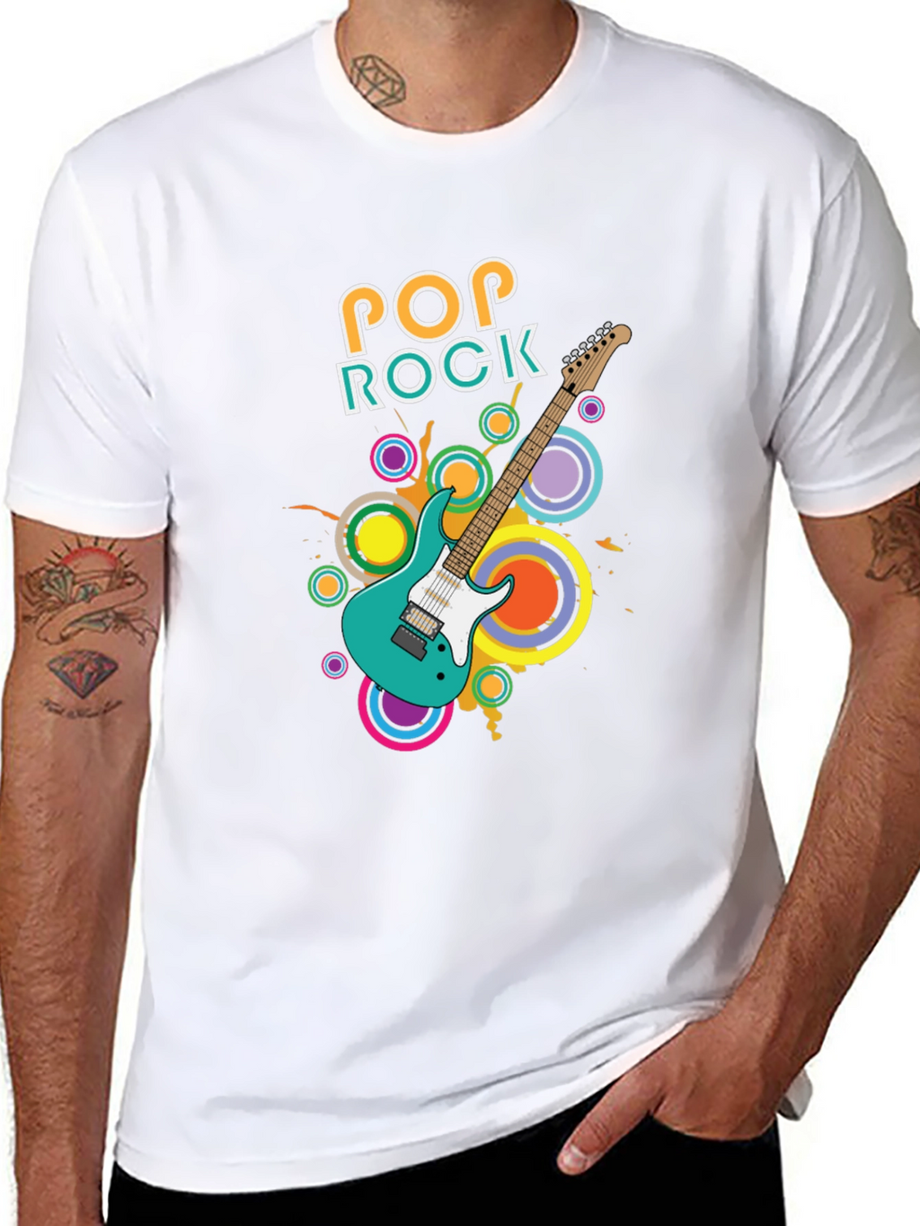 Pop Rock Guitar Graphic T-Shirt - Cool Music Tee