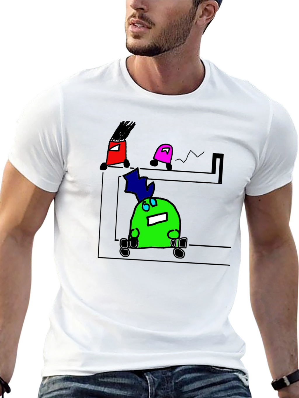 Cartoon Character Graphic Black T-Shirt