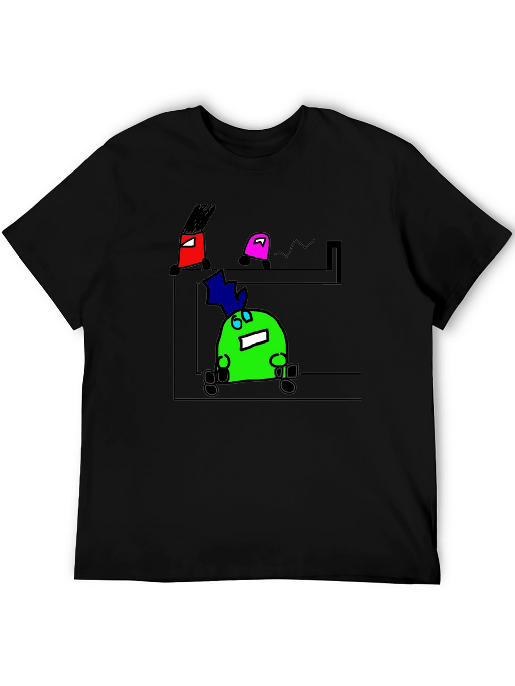 Cartoon Character Graphic Black T-Shirt