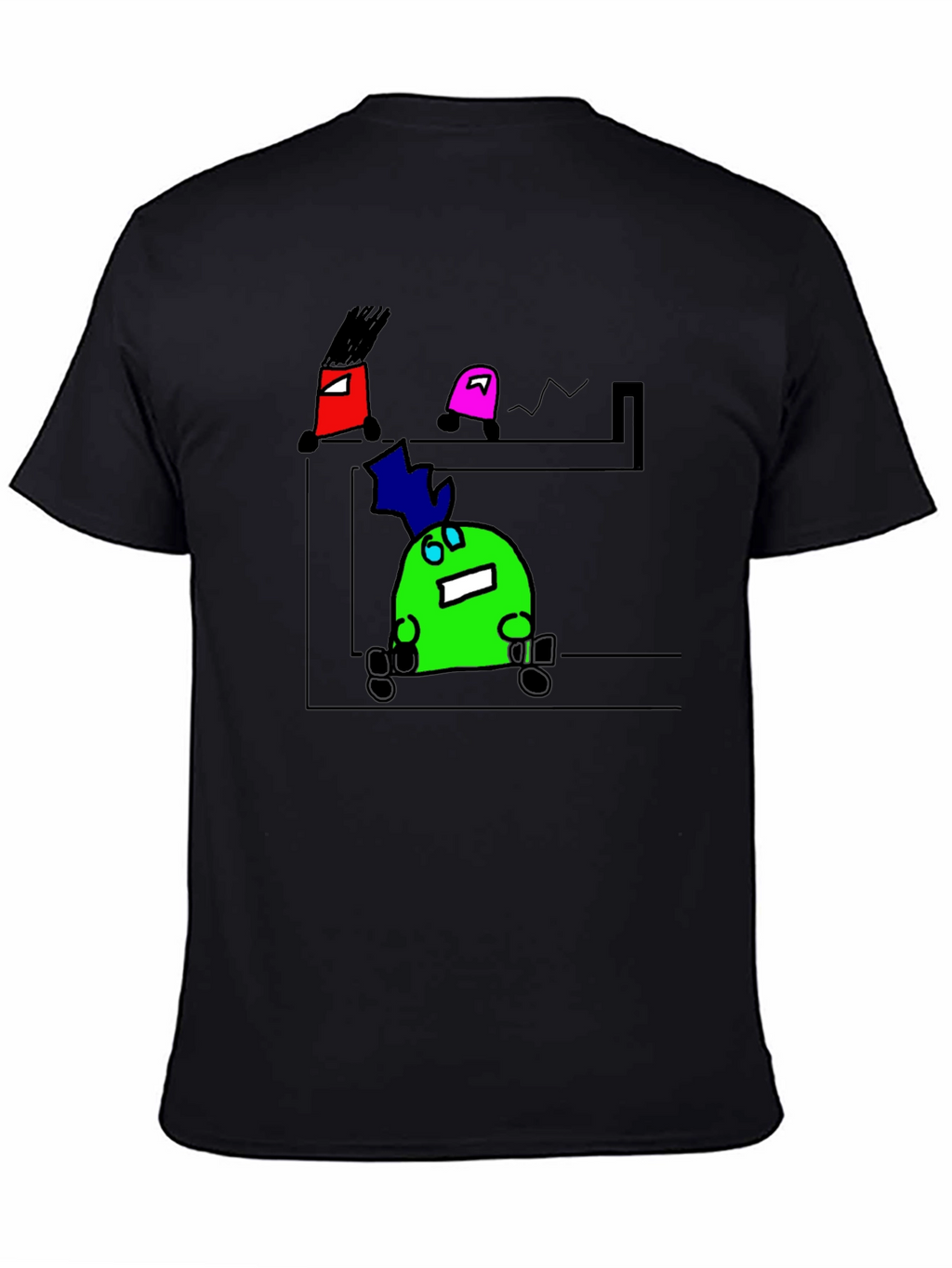 Cartoon Character Graphic Black T-Shirt
