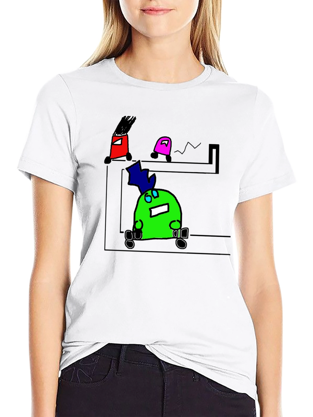 Cartoon Character Graphic Black T-Shirt