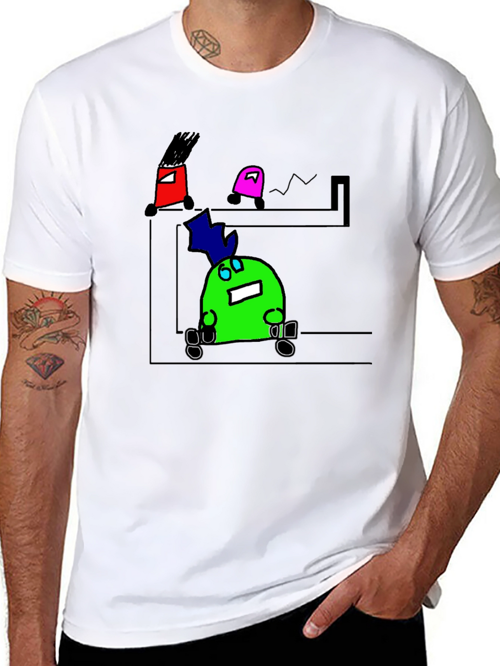 Cartoon Character Graphic Black T-Shirt