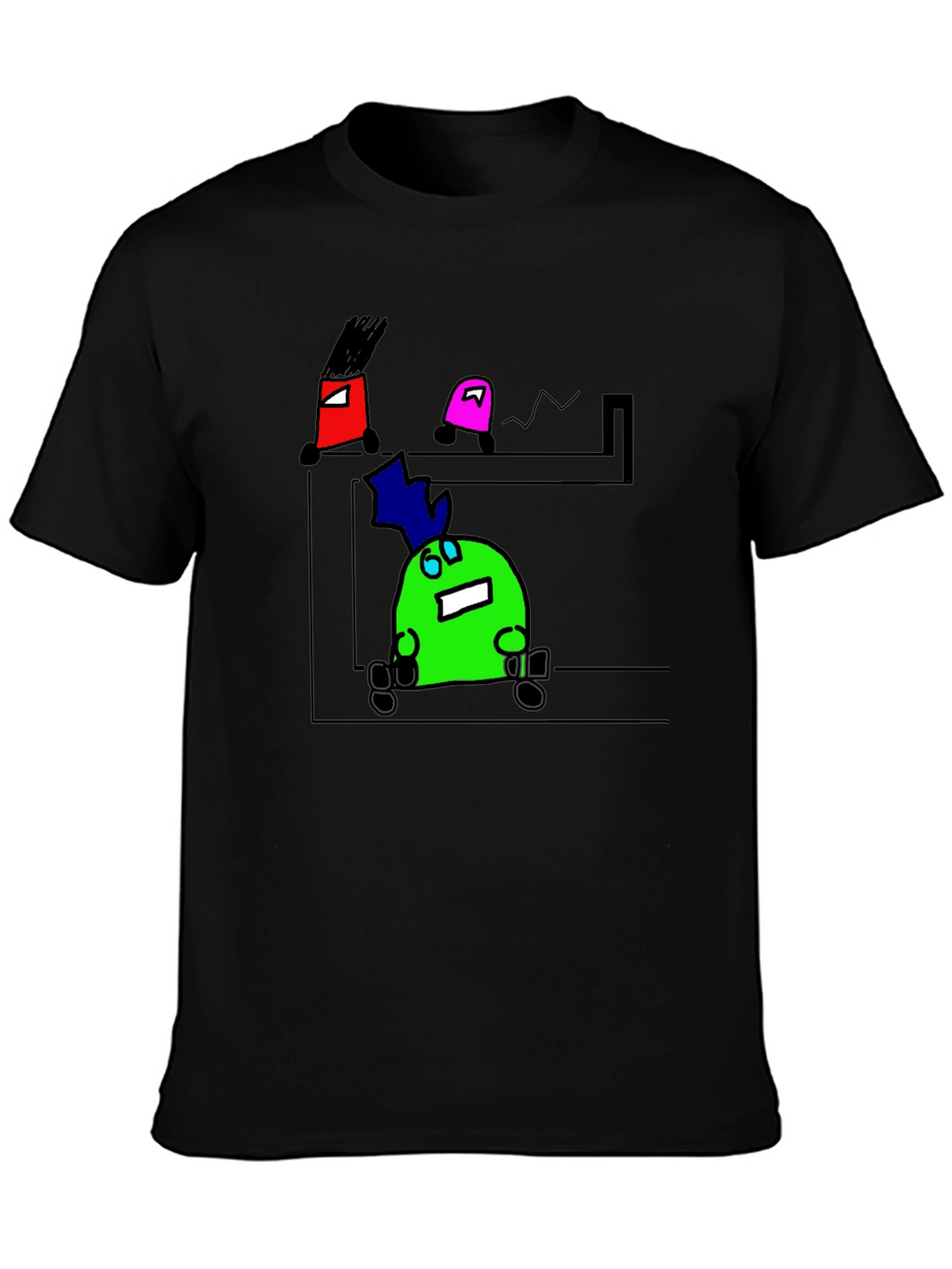 Cartoon Character Graphic Black T-Shirt