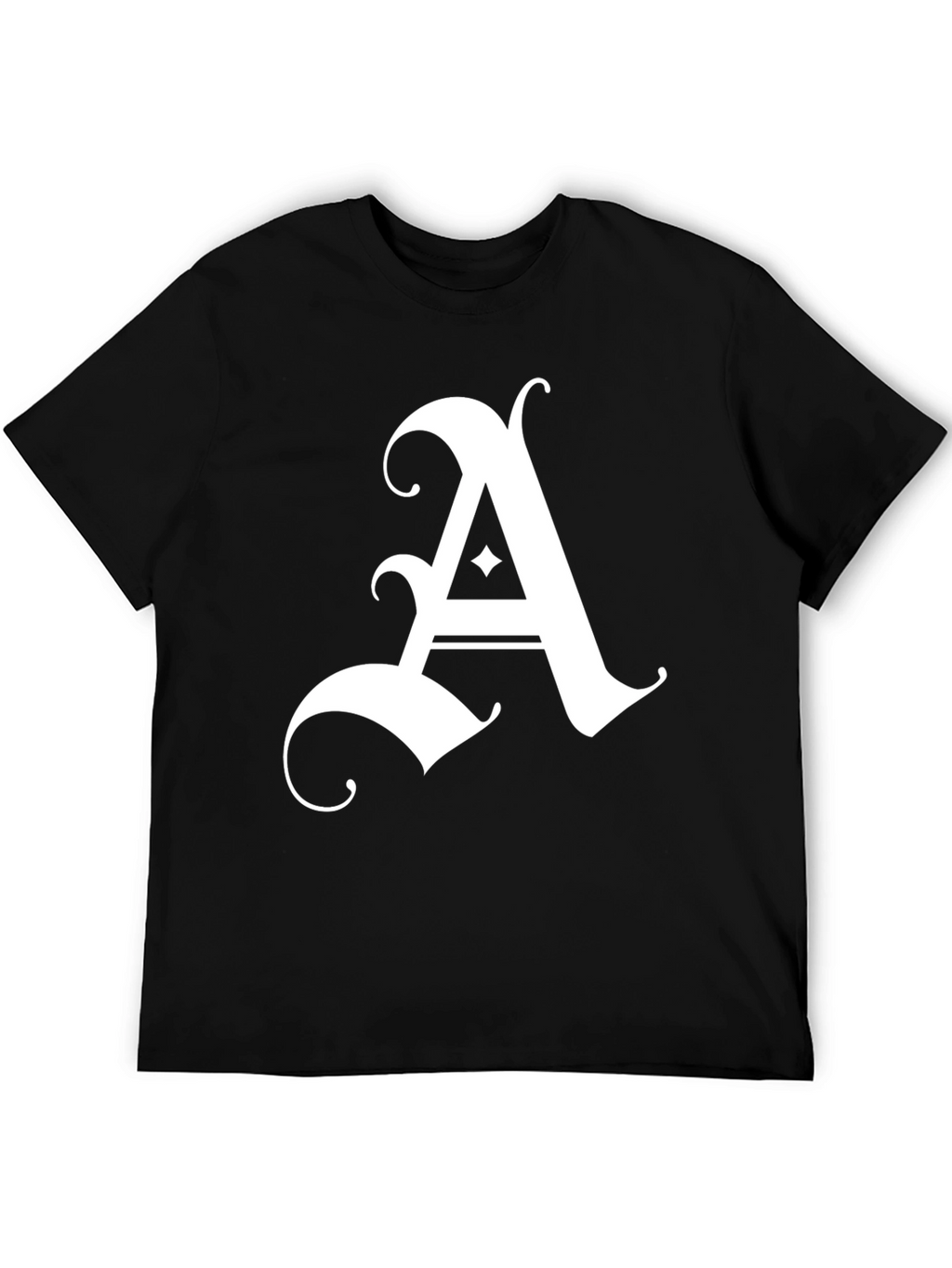 Letter A Gothic Style Black T-Shirt