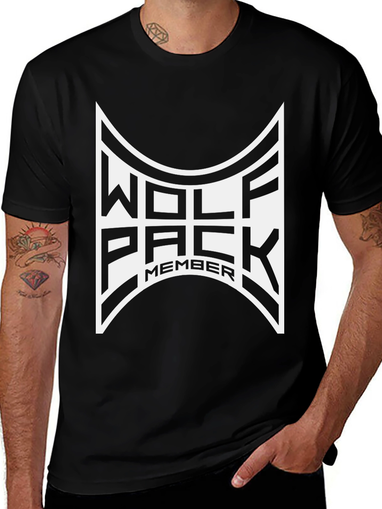 Wolf Pack Member Black Graphic Tee