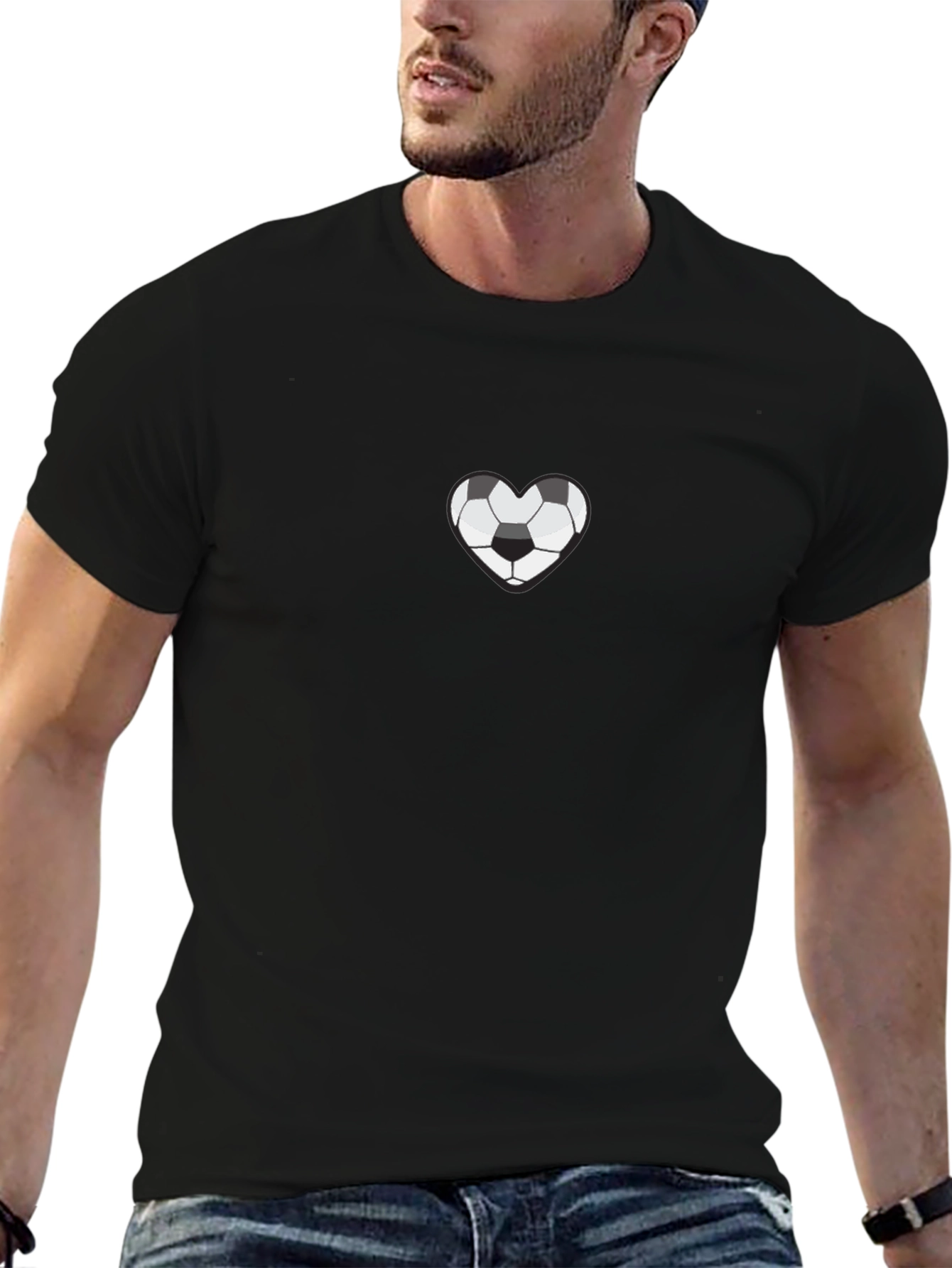 Soccer Heart Black T-Shirt