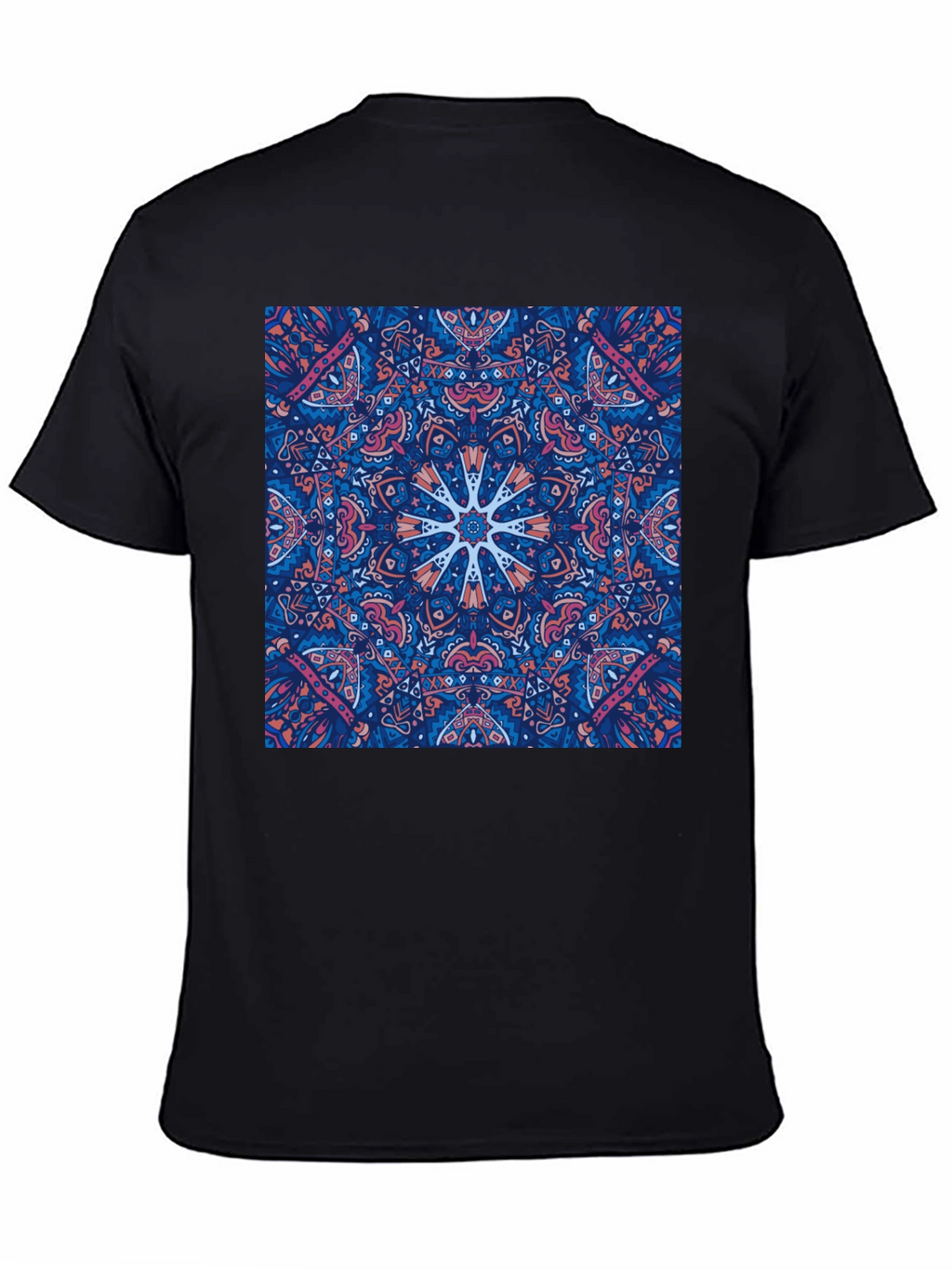 Black Tee with Psychedelic Mandala Design