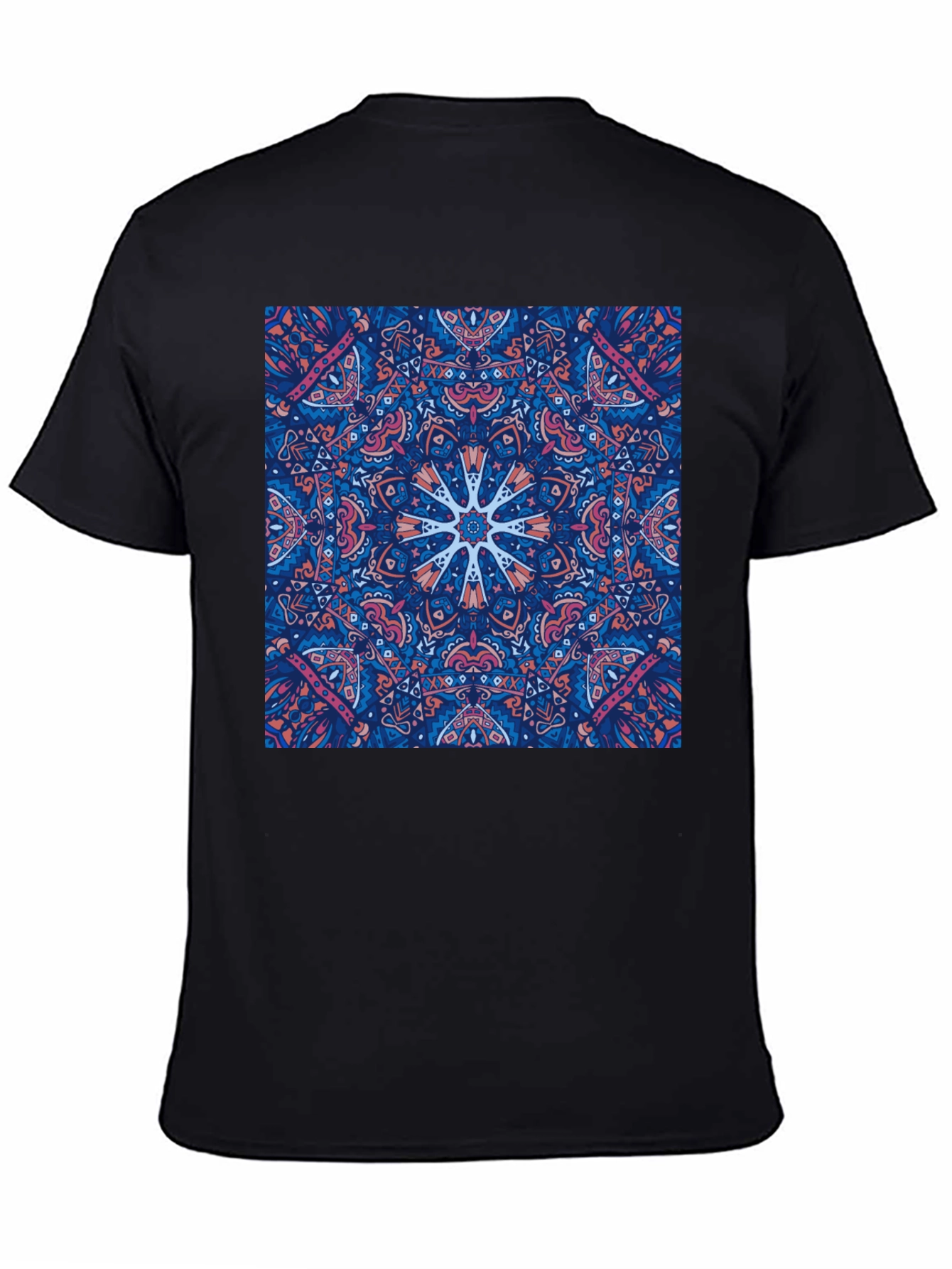 Black Tee with Psychedelic Mandala Design
