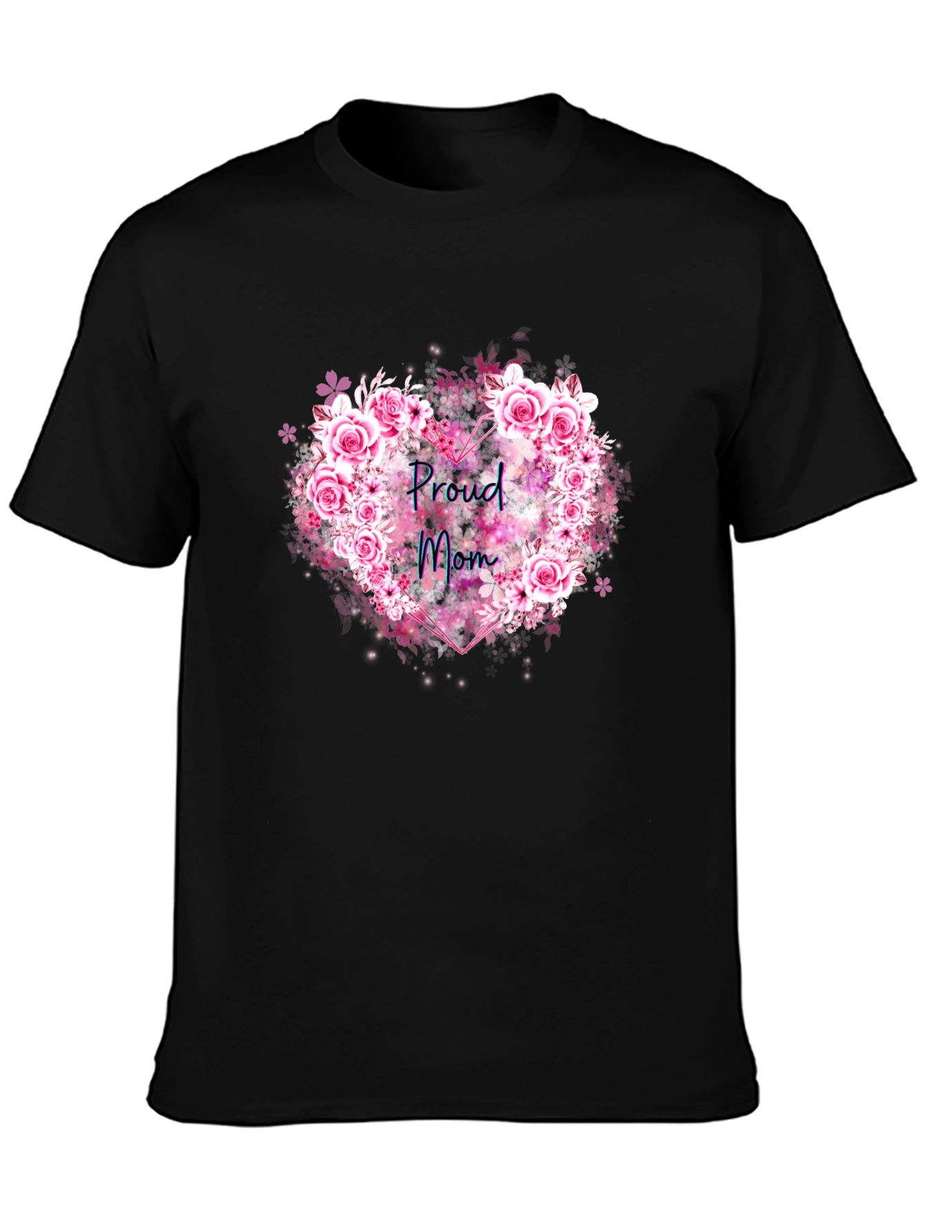 Proud Mom Floral Heart T-Shirt