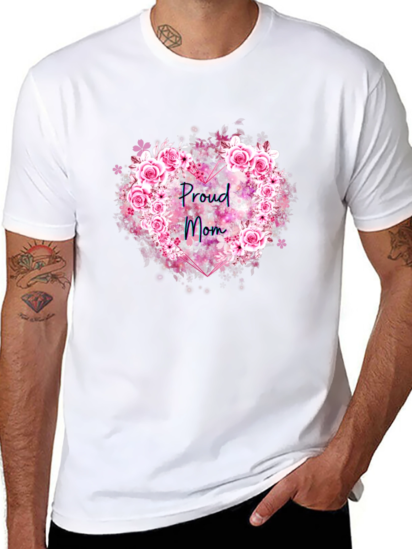 Proud Mom Floral Heart T-Shirt