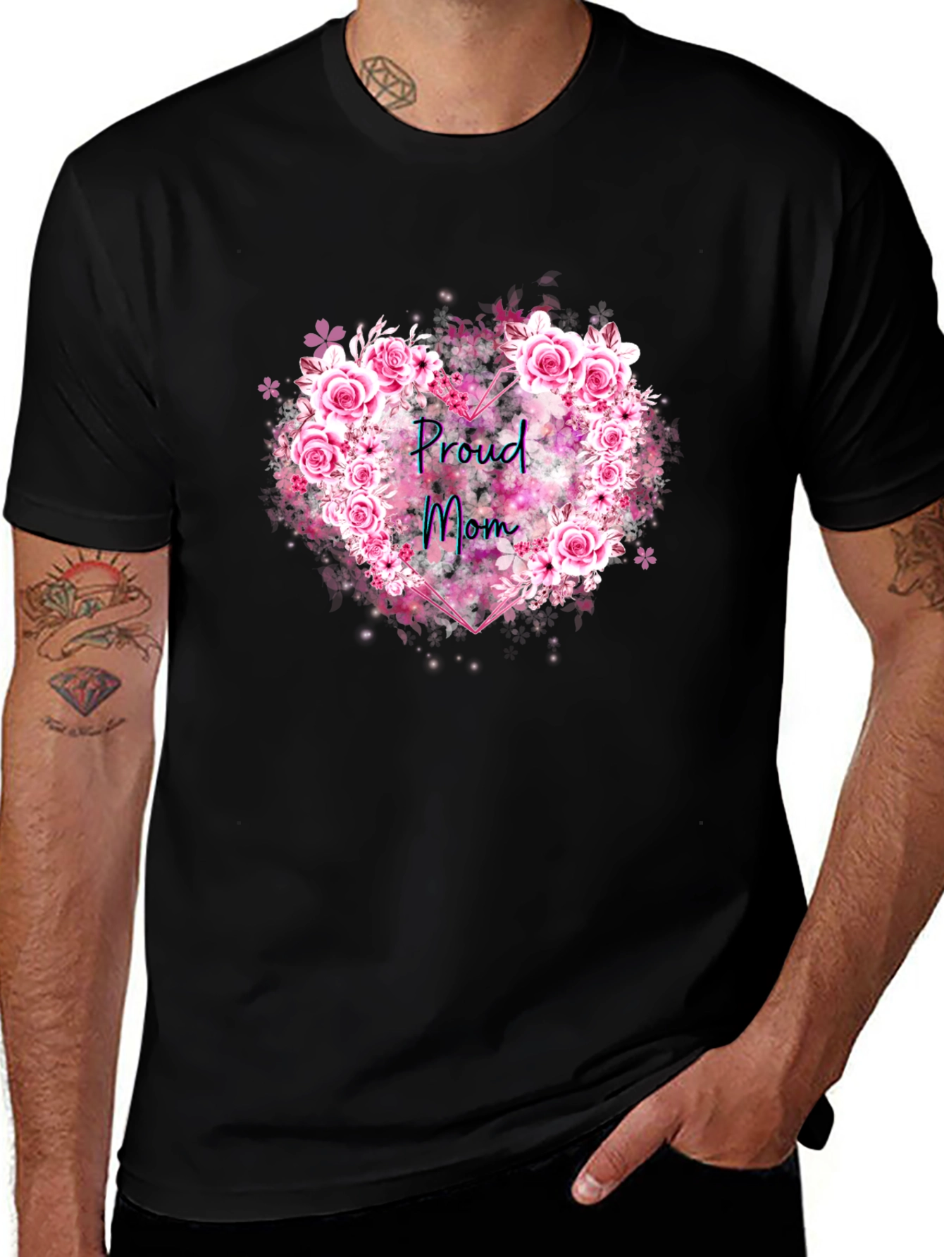 Proud Mom Floral Heart T-Shirt