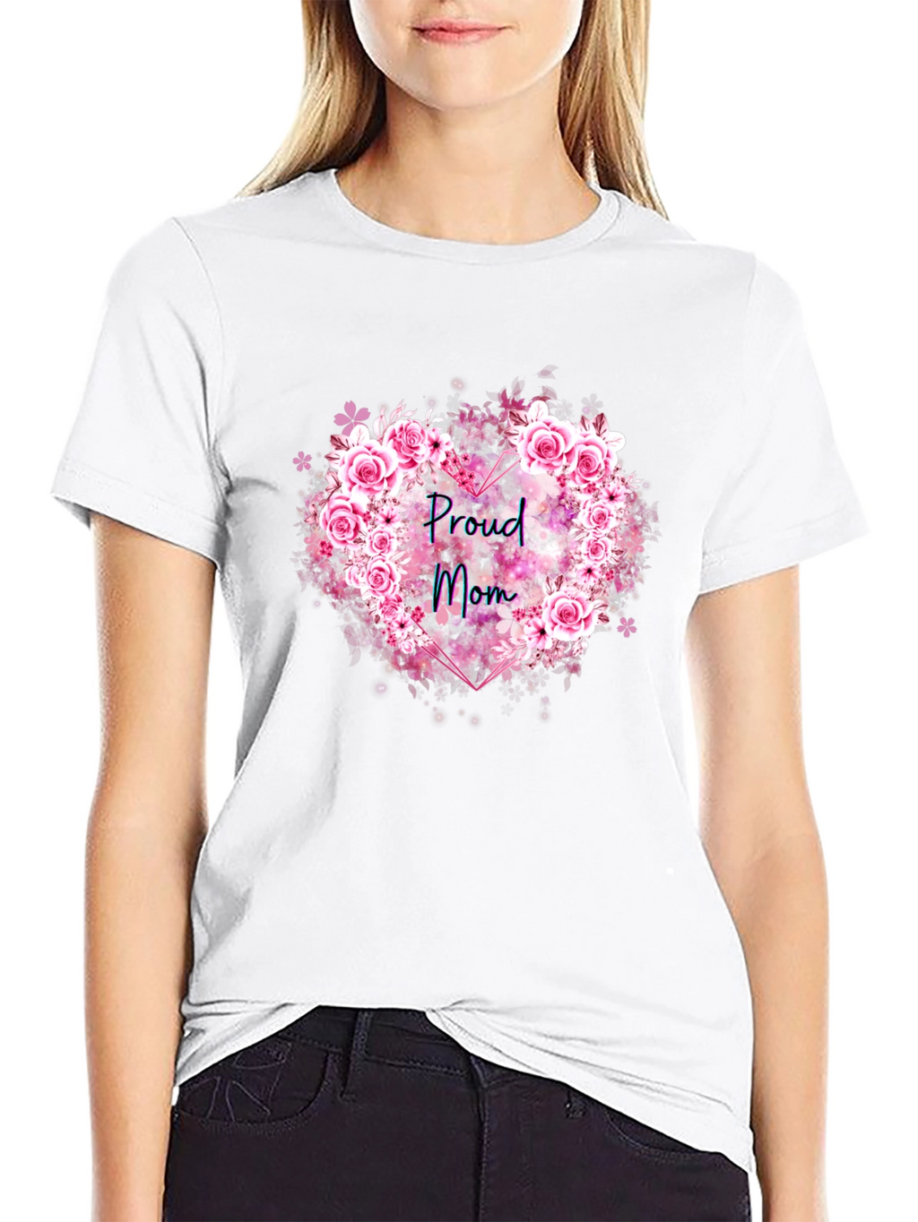 Proud Mom Floral Heart T-Shirt
