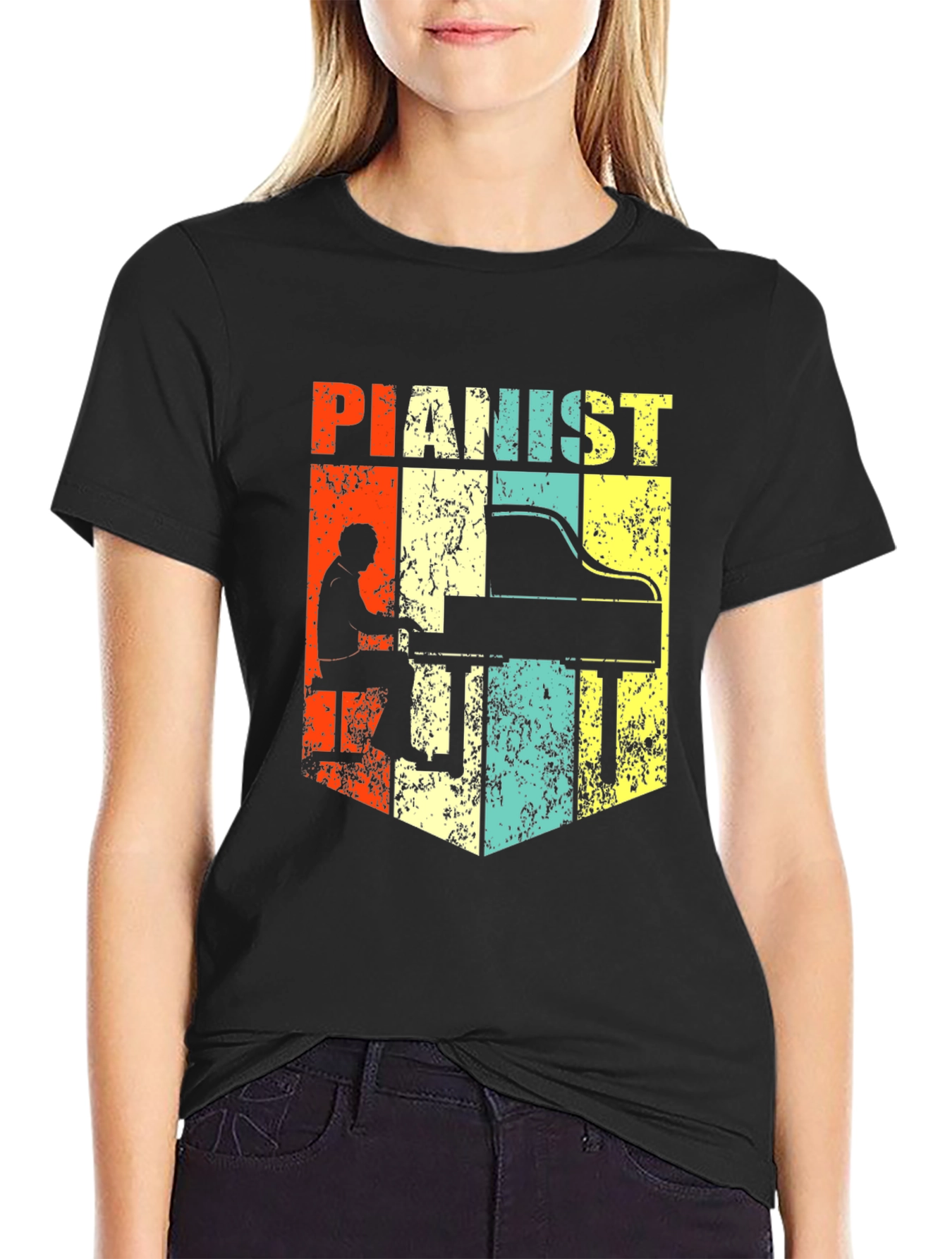 Vintage Pianist Graphic T-Shirt - Retro Music Lover Tee