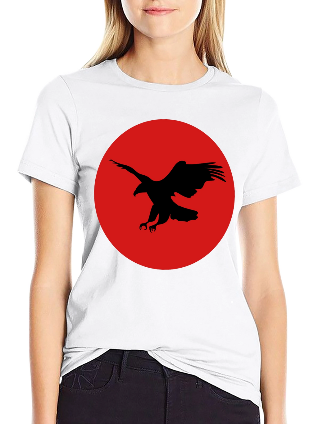 Black Eagle Graphic Tee - Red Circle Design