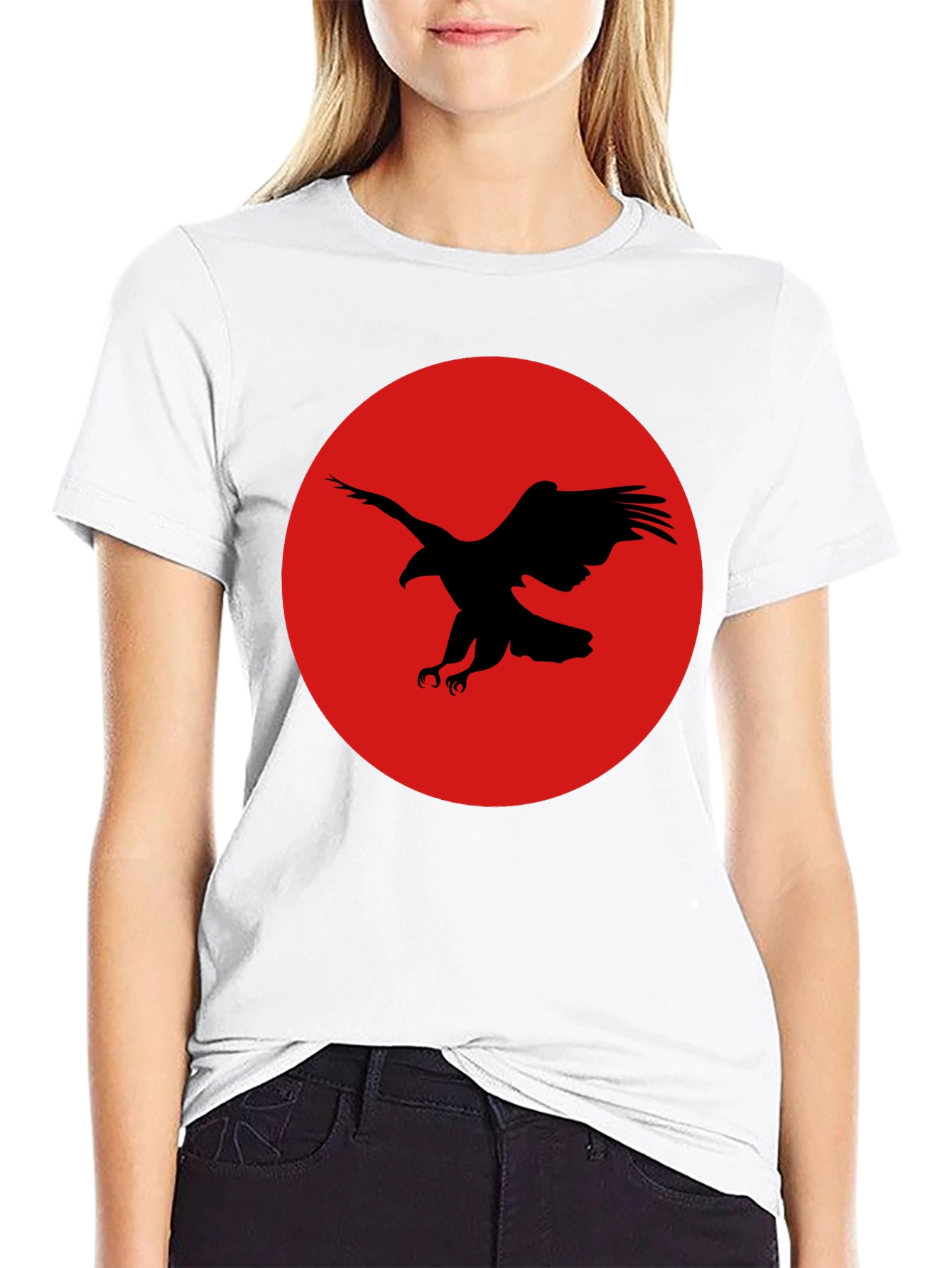 Black Eagle Graphic Tee - Red Circle Design
