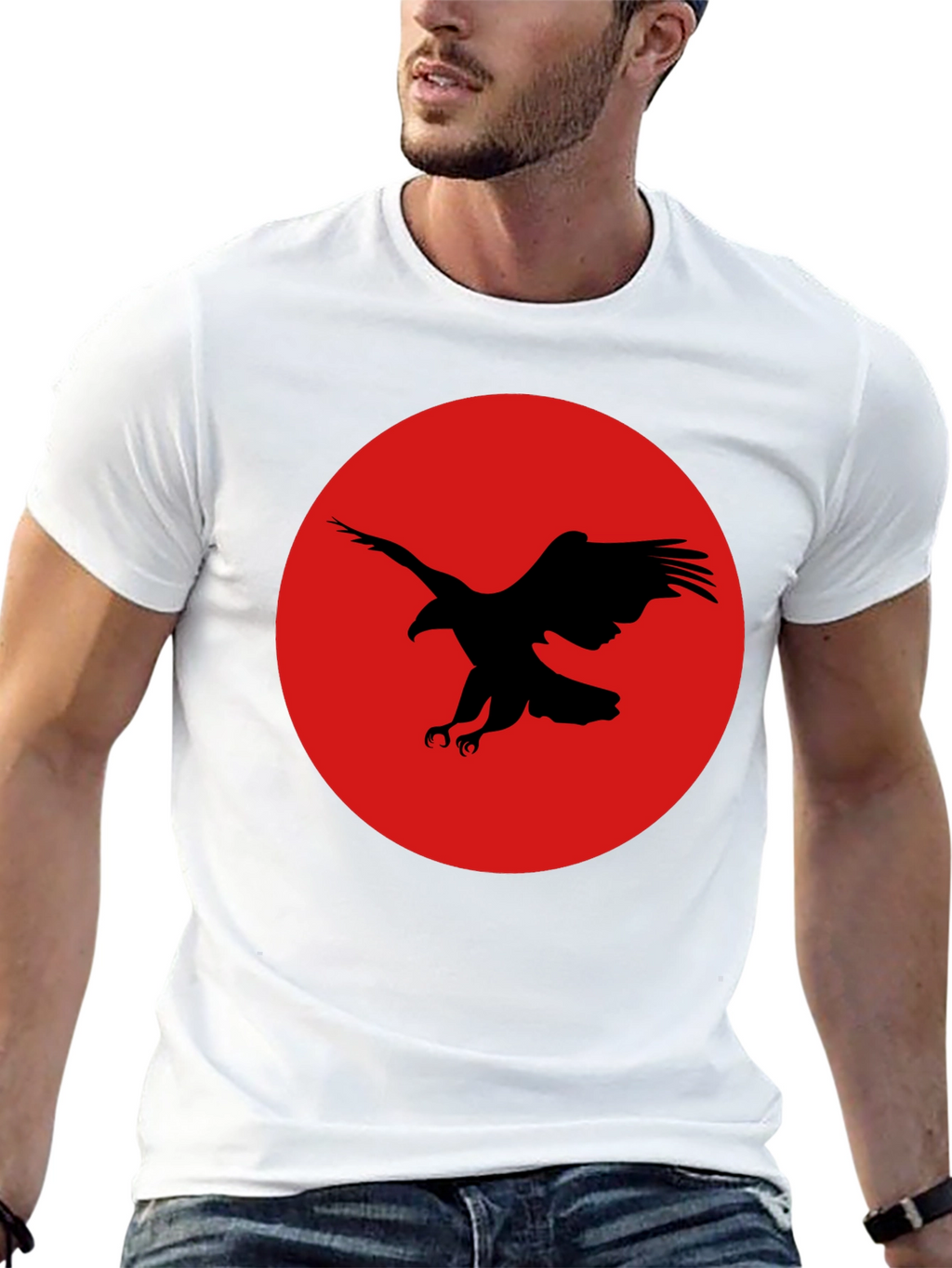Black Eagle Graphic Tee - Red Circle Design