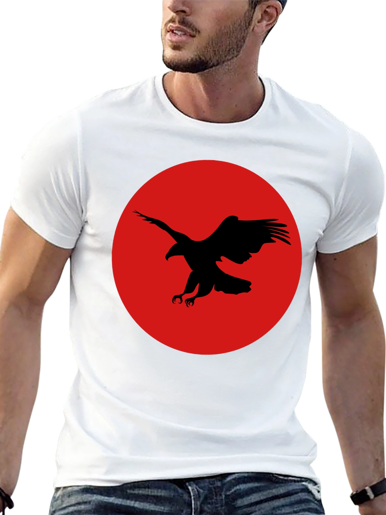 Black Eagle Graphic Tee - Red Circle Design
