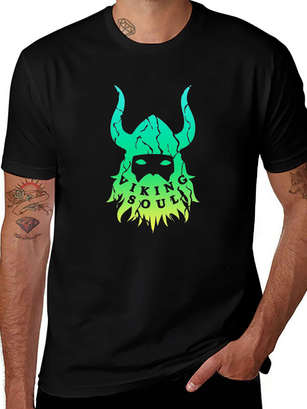 Viking Soul Graphic Tee - Black Cotton Blend
