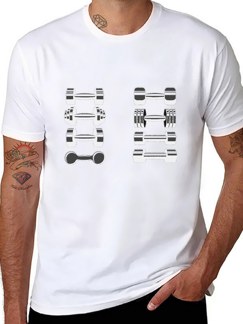 Fitness Dumbbell Design Black T-Shirt