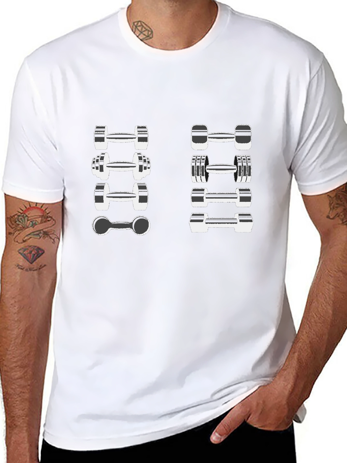 Fitness Dumbbell Design Black T-Shirt