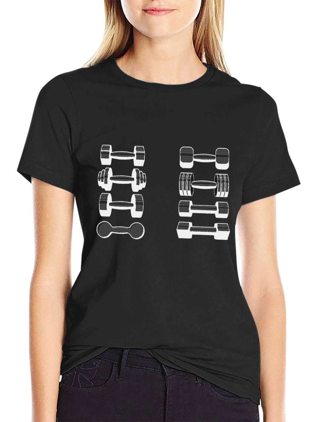 Fitness Dumbbell Design Black T-Shirt