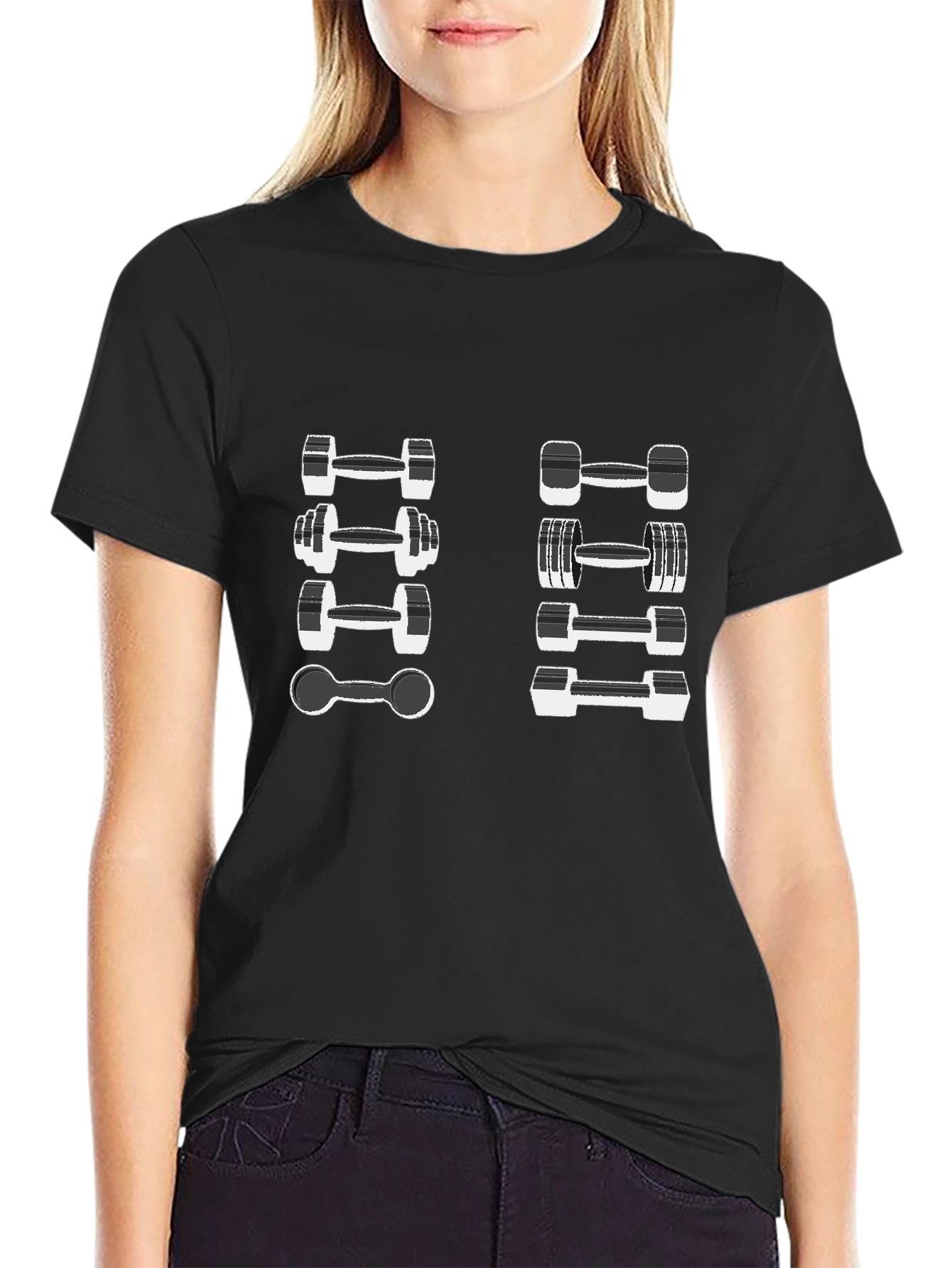 Fitness Dumbbell Design Black T-Shirt