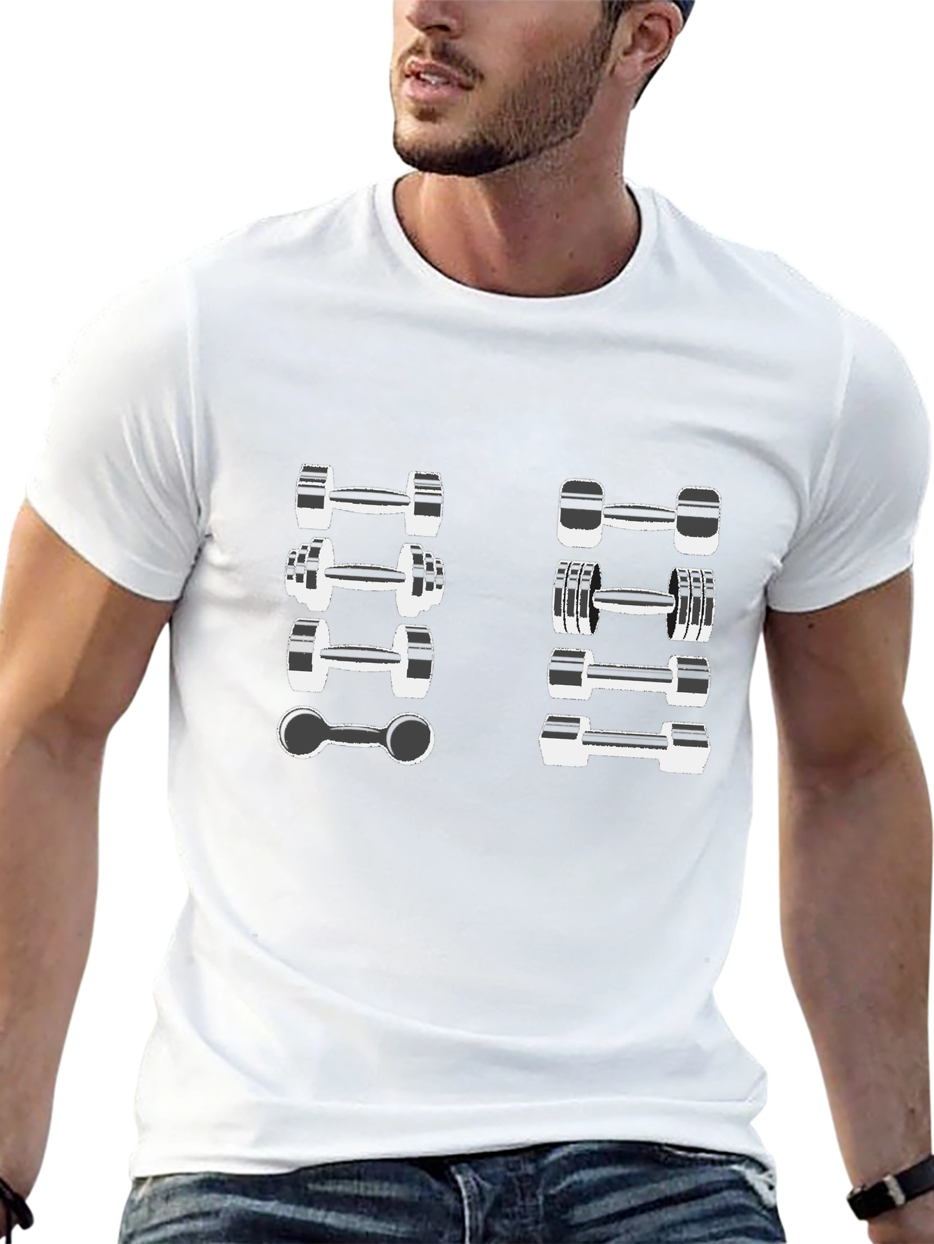 Fitness Dumbbell Design Black T-Shirt