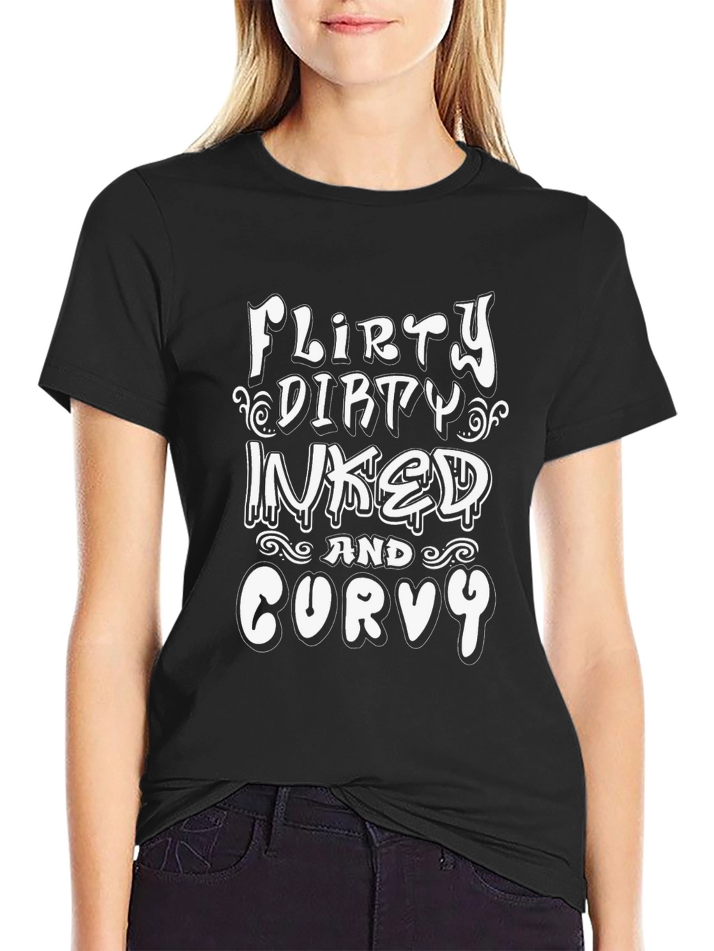 Flirty Dirty Inked Curvy Graphic T-Shirt