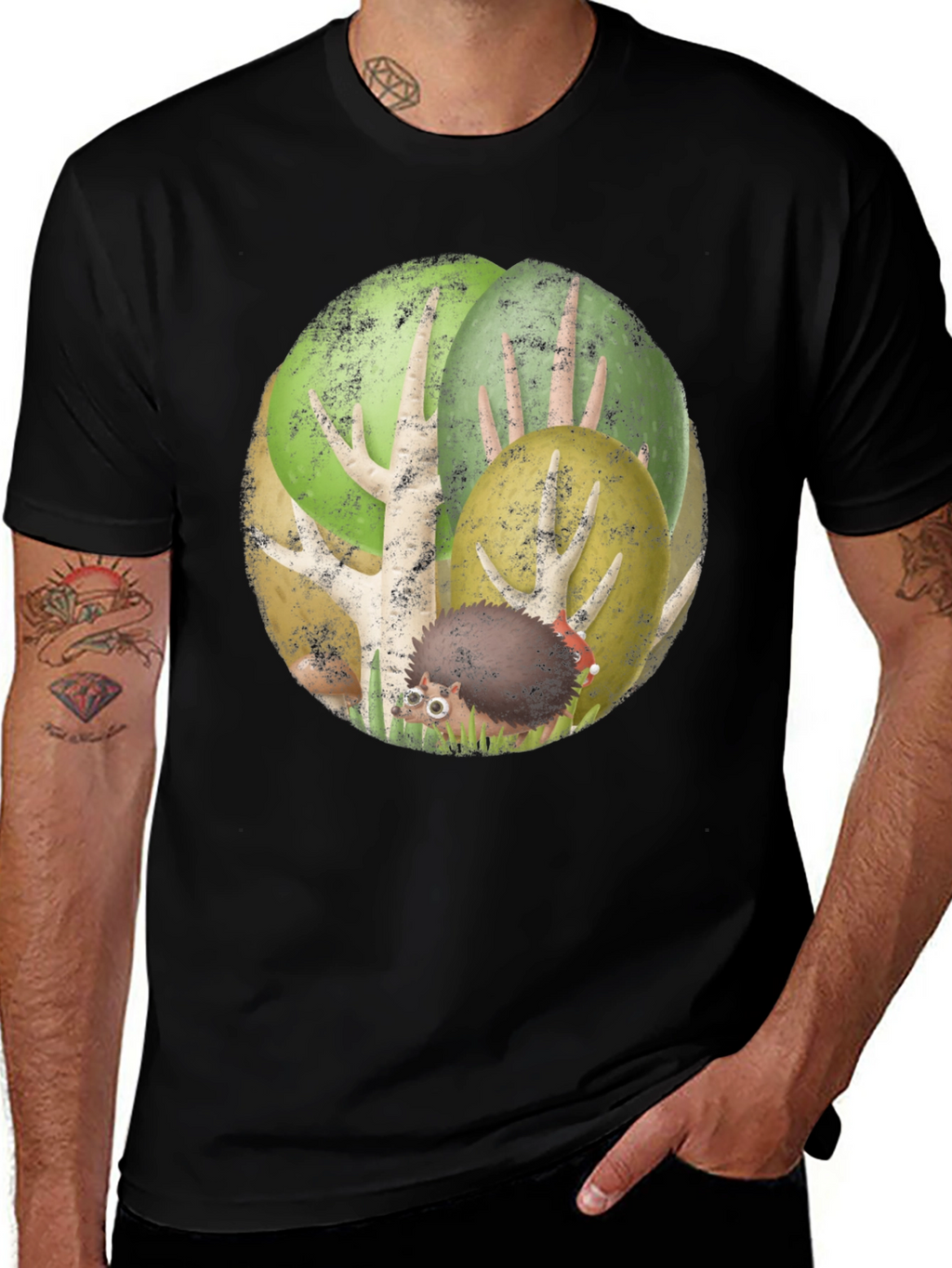Whimsical Hedgehog Forest Graphic Tee