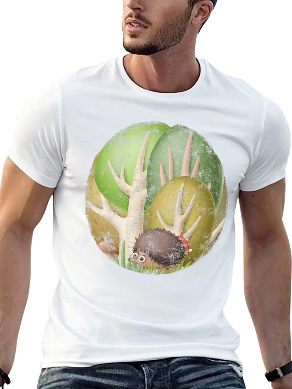 Whimsical Hedgehog Forest Graphic Tee