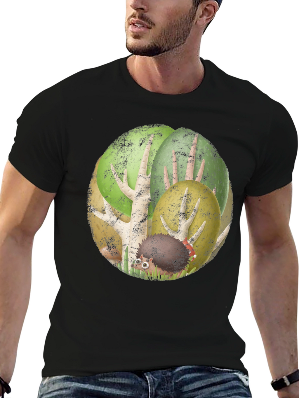 Whimsical Hedgehog Forest Graphic Tee