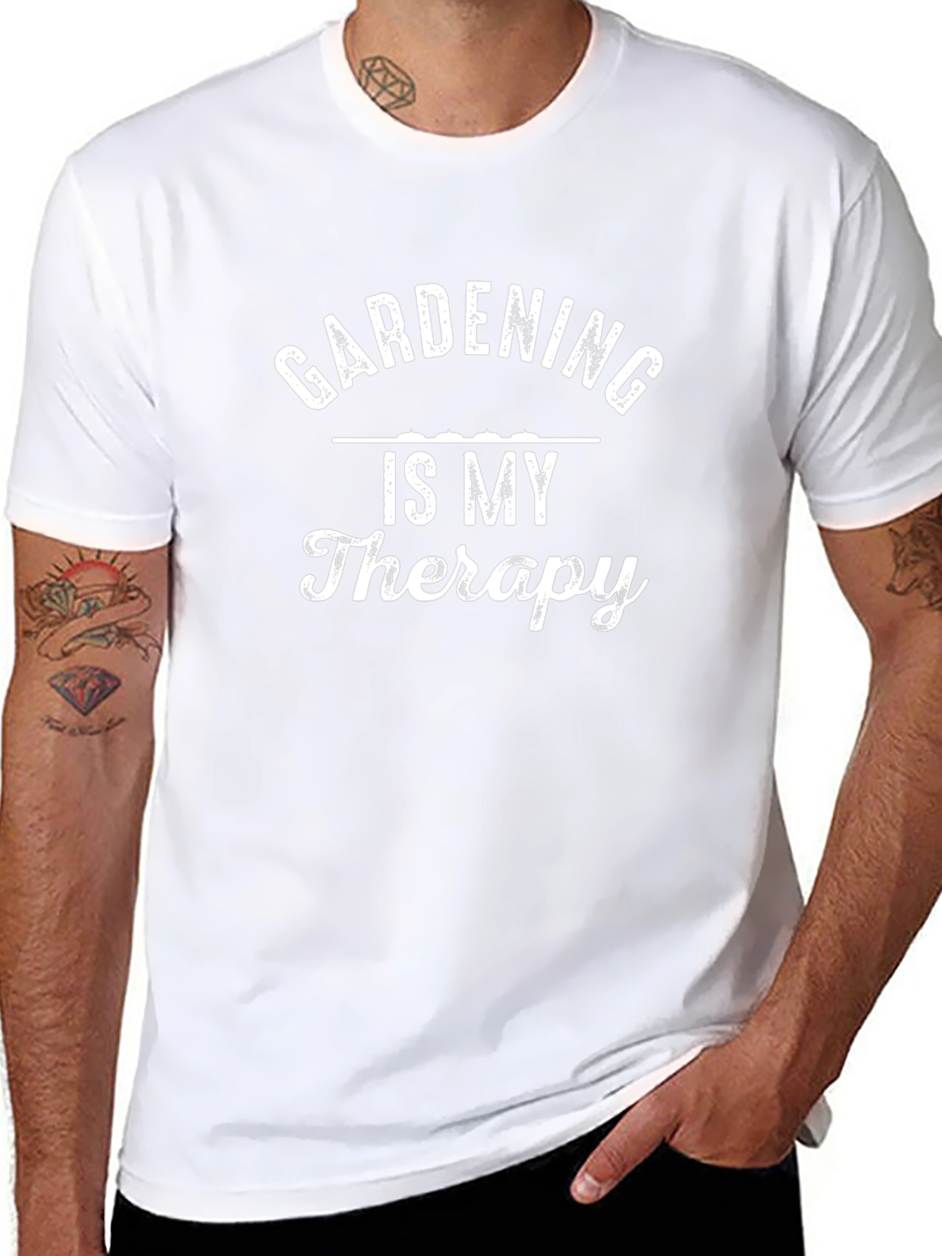 Gardening is My Therapy Black T-Shirt