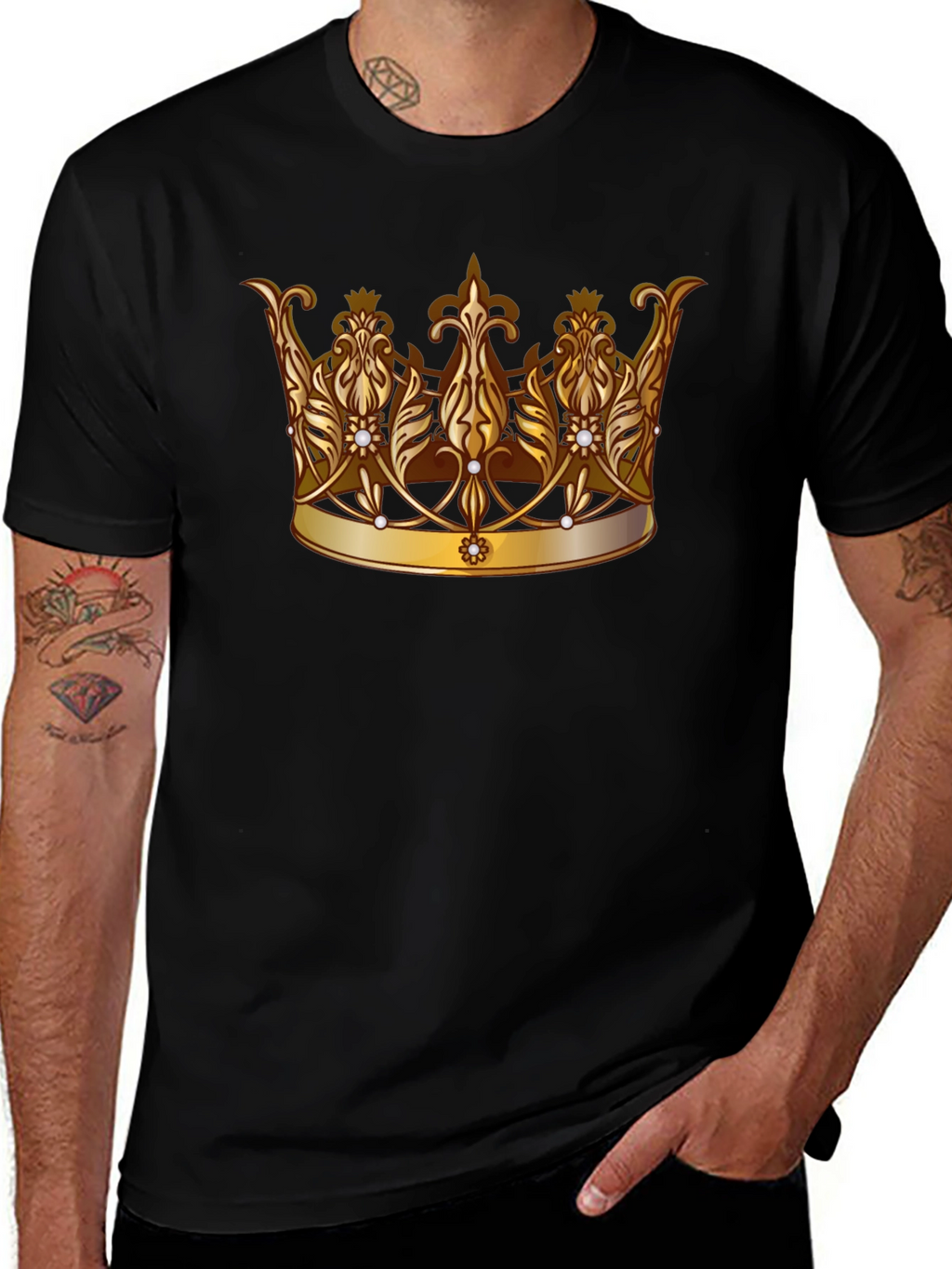 Regal Crown Graphic Tee - Stylish Black T-Shirt