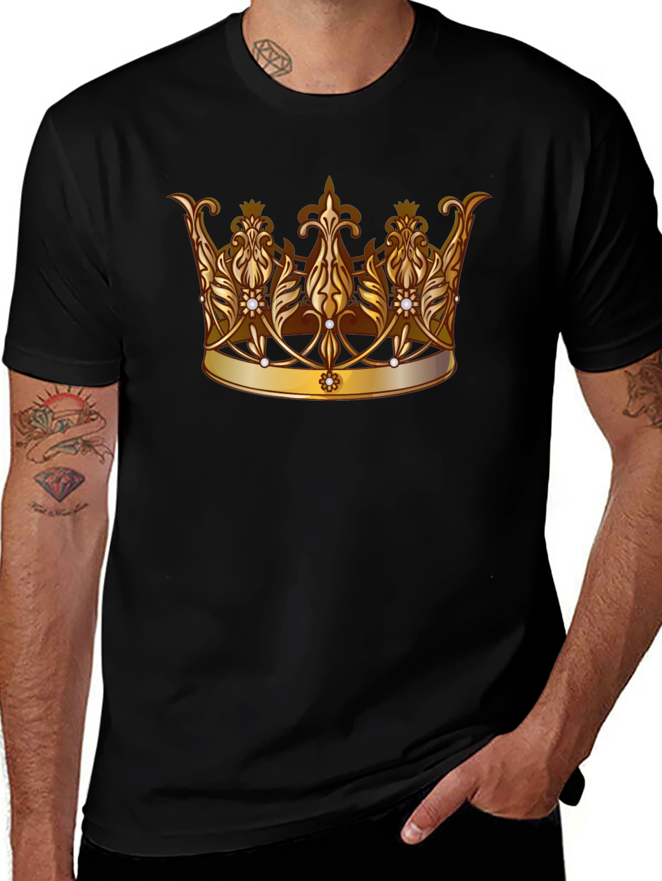 Regal Crown Graphic Tee - Stylish Black T-Shirt