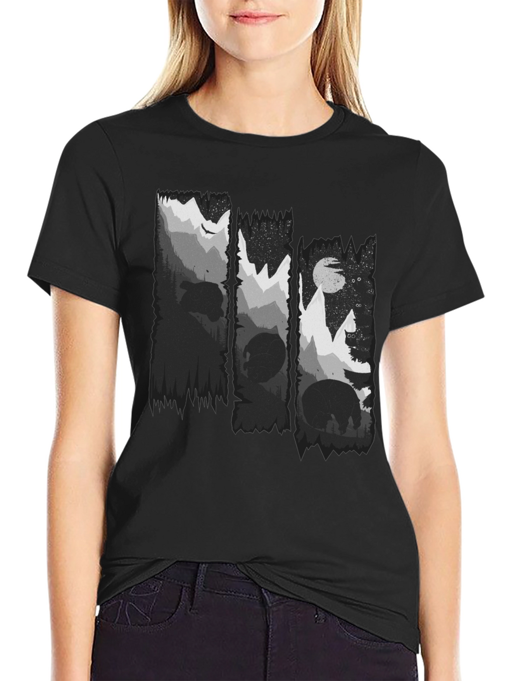 Nature Scene Black Graphic Tee