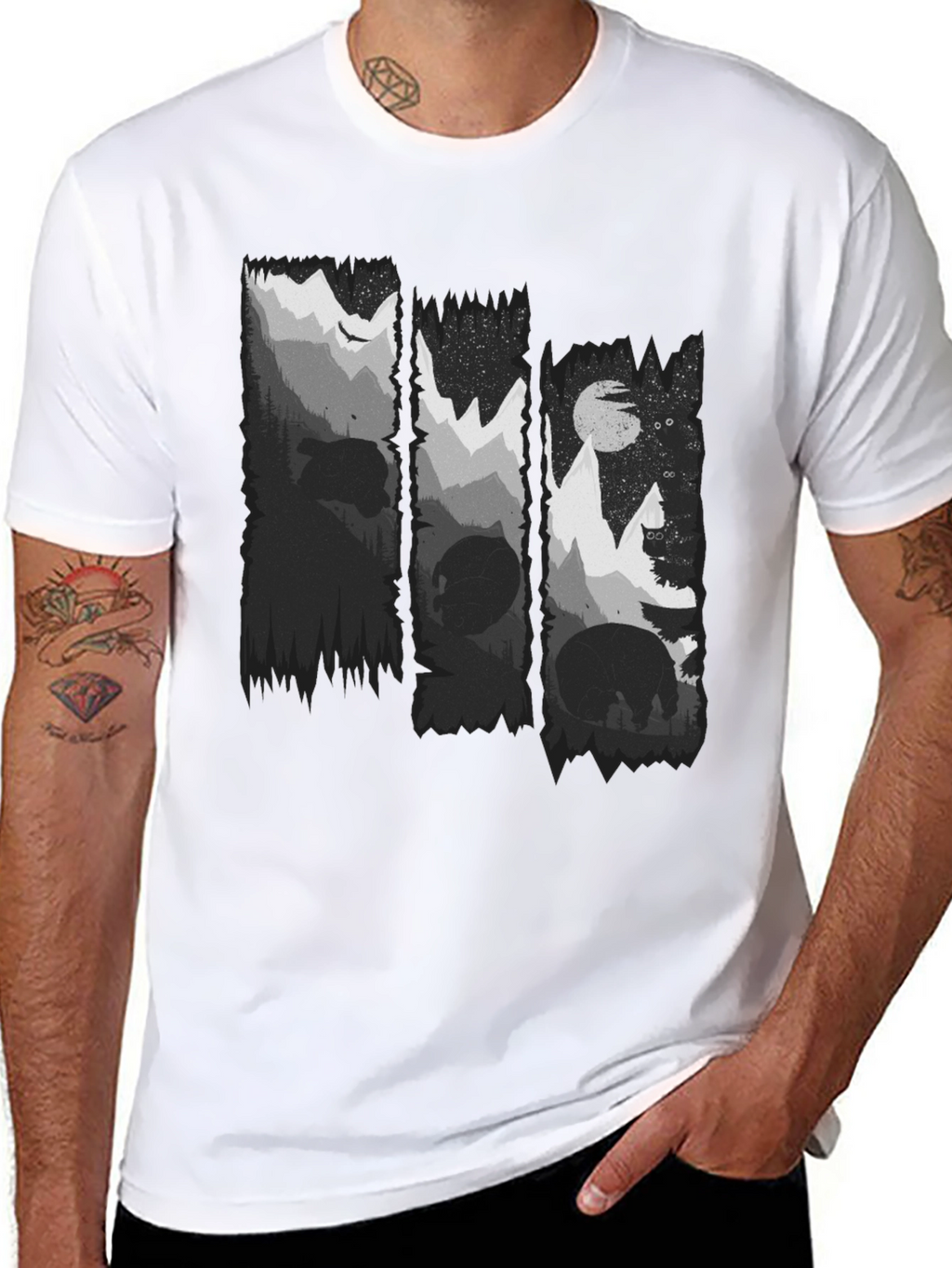 Nature Scene Black Graphic Tee
