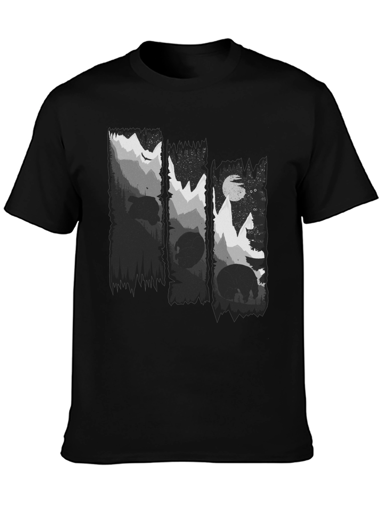 Nature Scene Black Graphic Tee