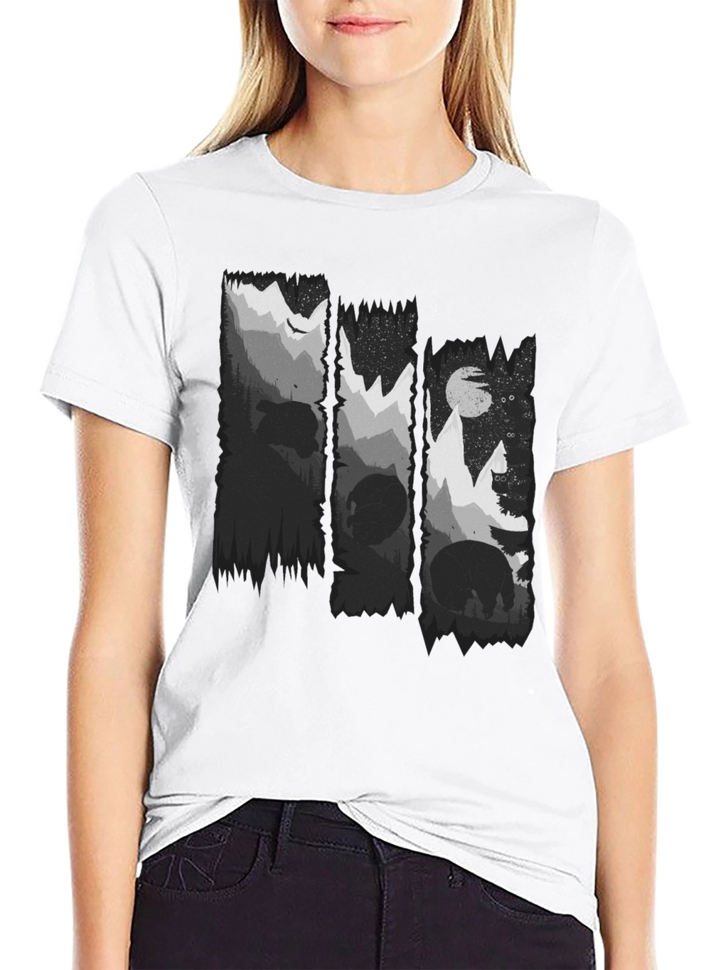 Nature Scene Black Graphic Tee
