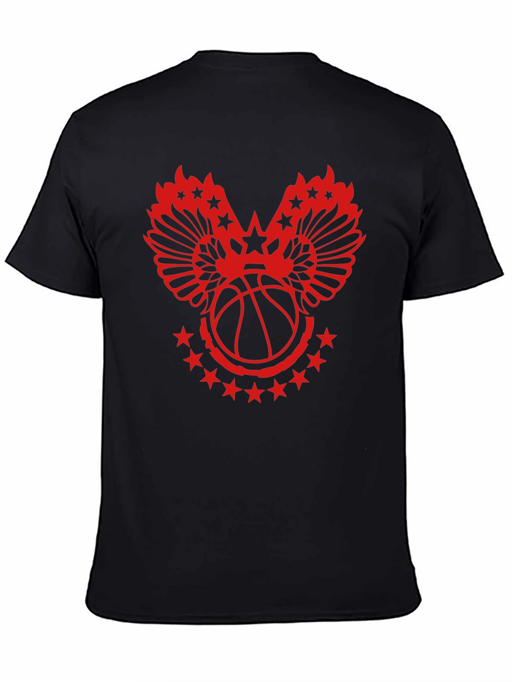 Red Basketball Wings Star Graphic T-Shirt