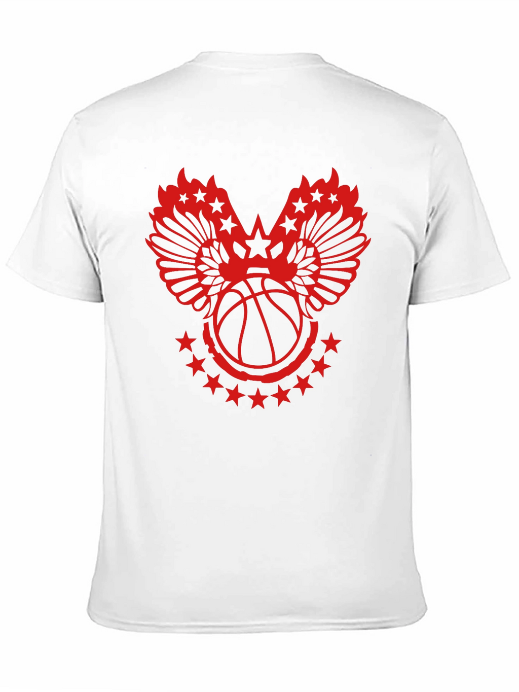 Red Basketball Wings Star Graphic T-Shirt