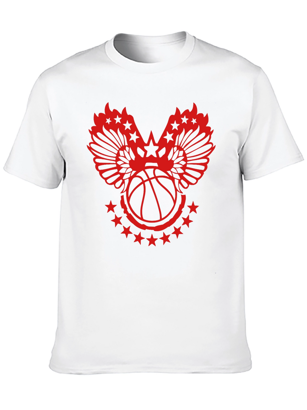 Red Basketball Wings Star Graphic T-Shirt