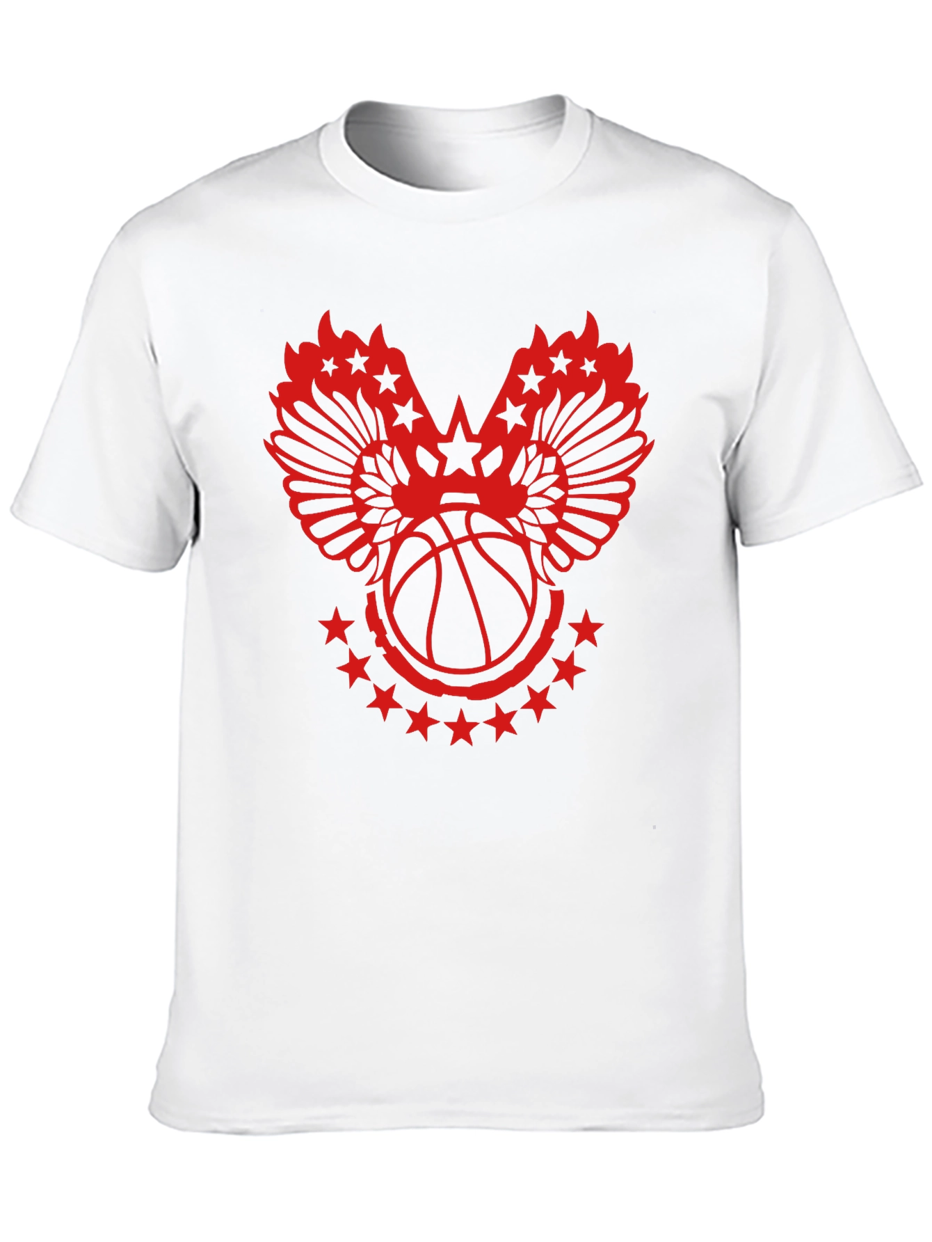 Red Basketball Wings Star Graphic T-Shirt