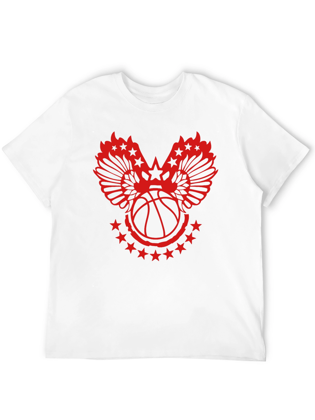 Red Basketball Wings Star Graphic T-Shirt